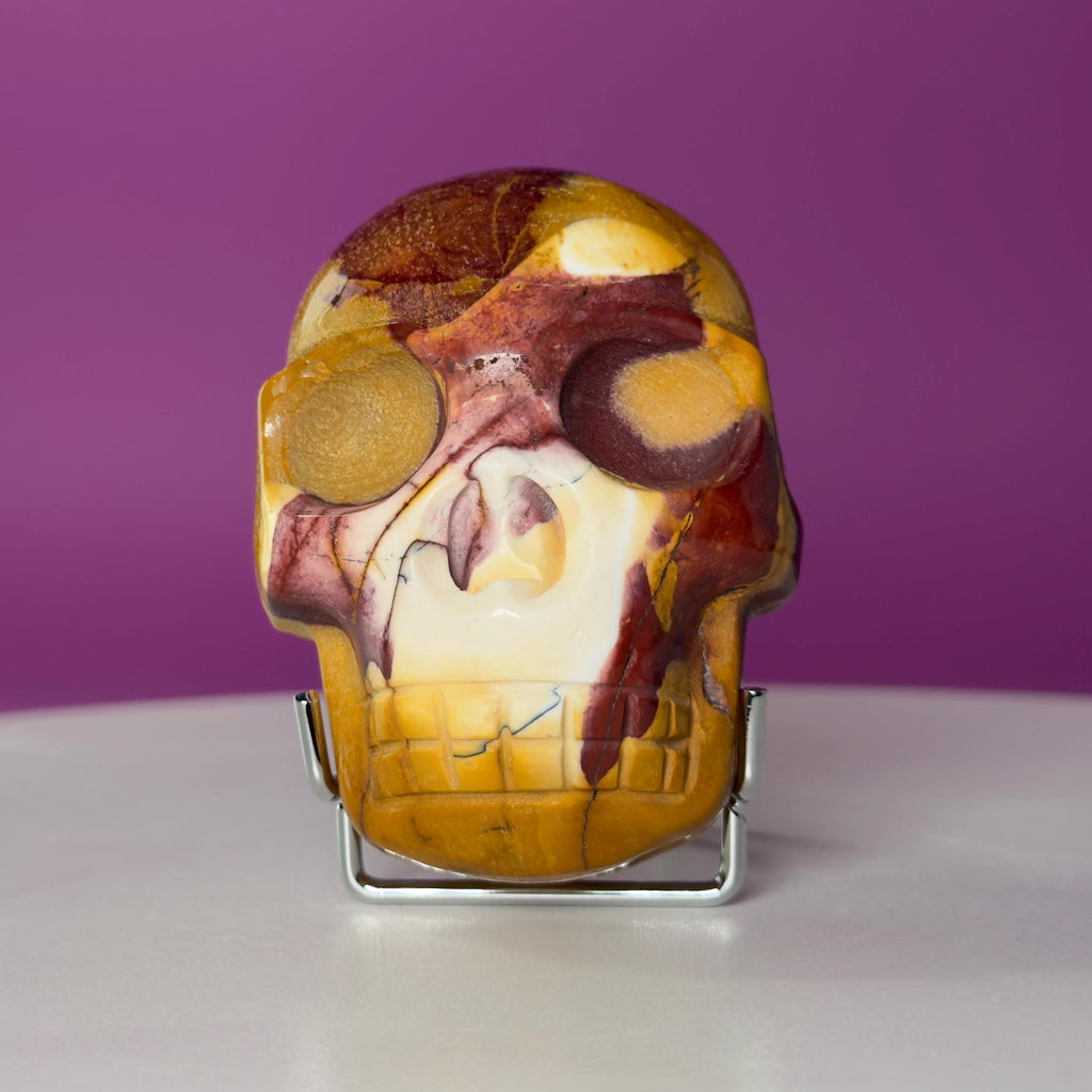 Mookaite Double Skull Carving Two Faces Unique Crystal Sculpture