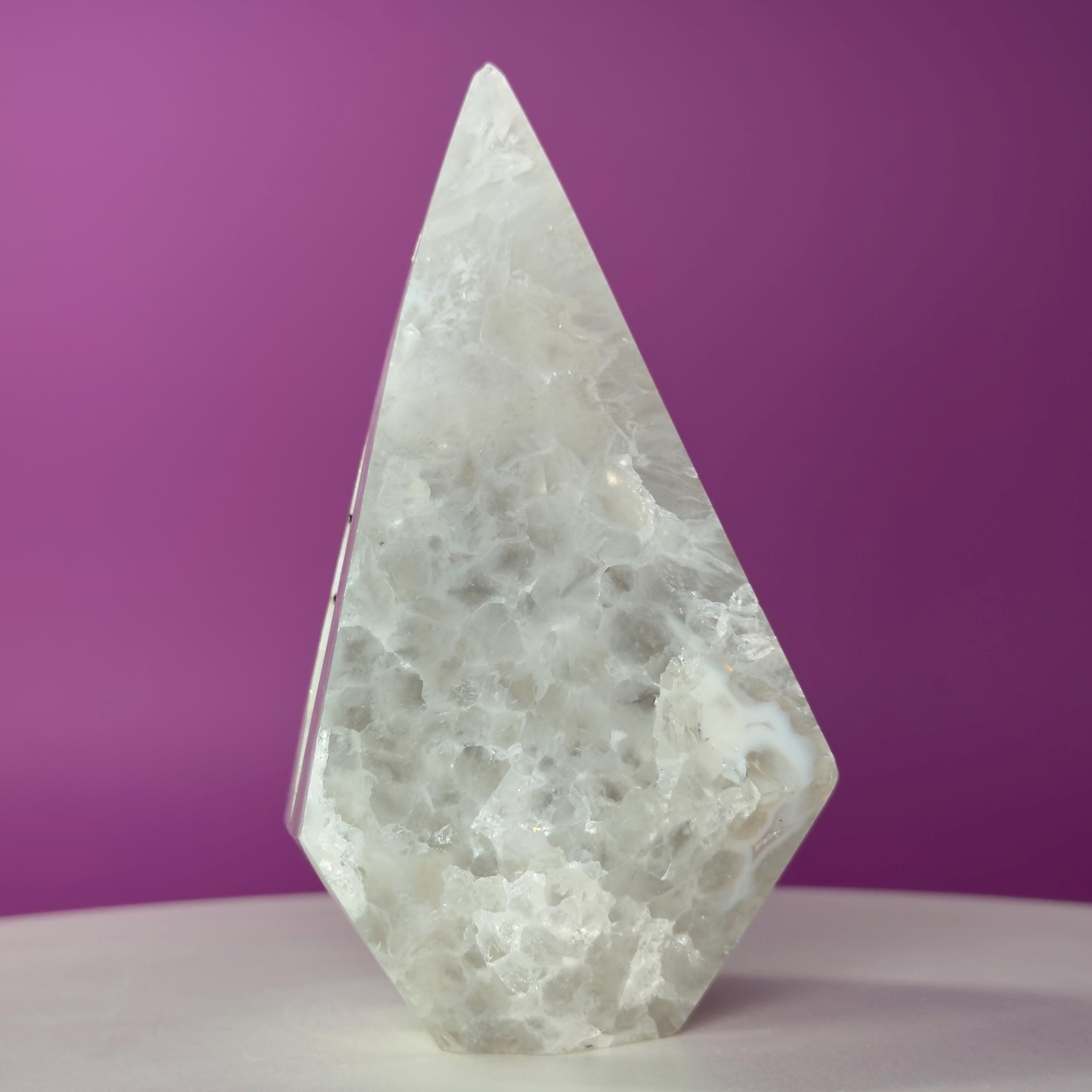 Brazilian Agate Diamond with Sugar Druzy Crystal Free Form Display