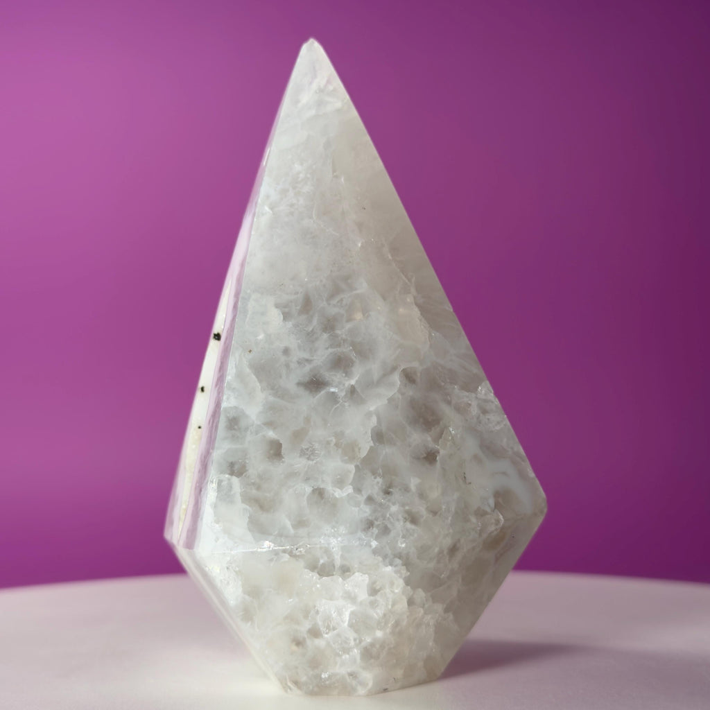 Brazilian Agate Diamond with Sugar Druzy Crystal Free Form Display