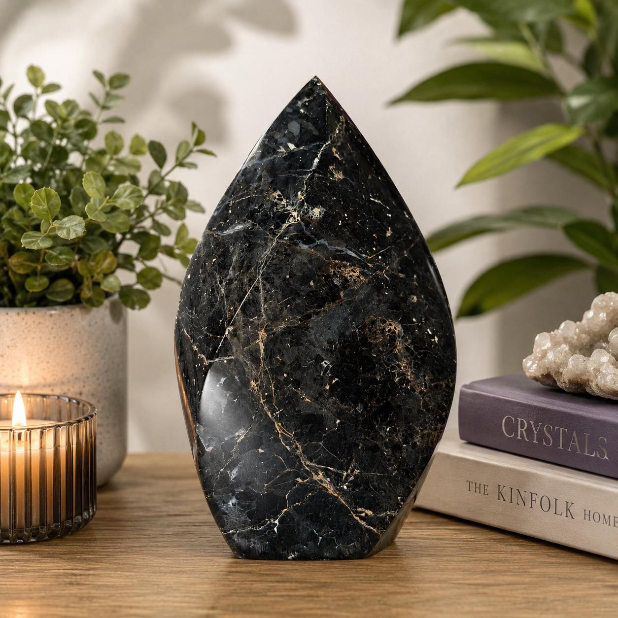 Brazilian Black Tourmaline Flame | Polished Natural Crystal