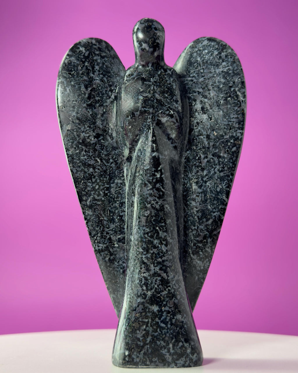 Indigo Gabbro Angel Carving Natural Crystal Guardian Display Piece