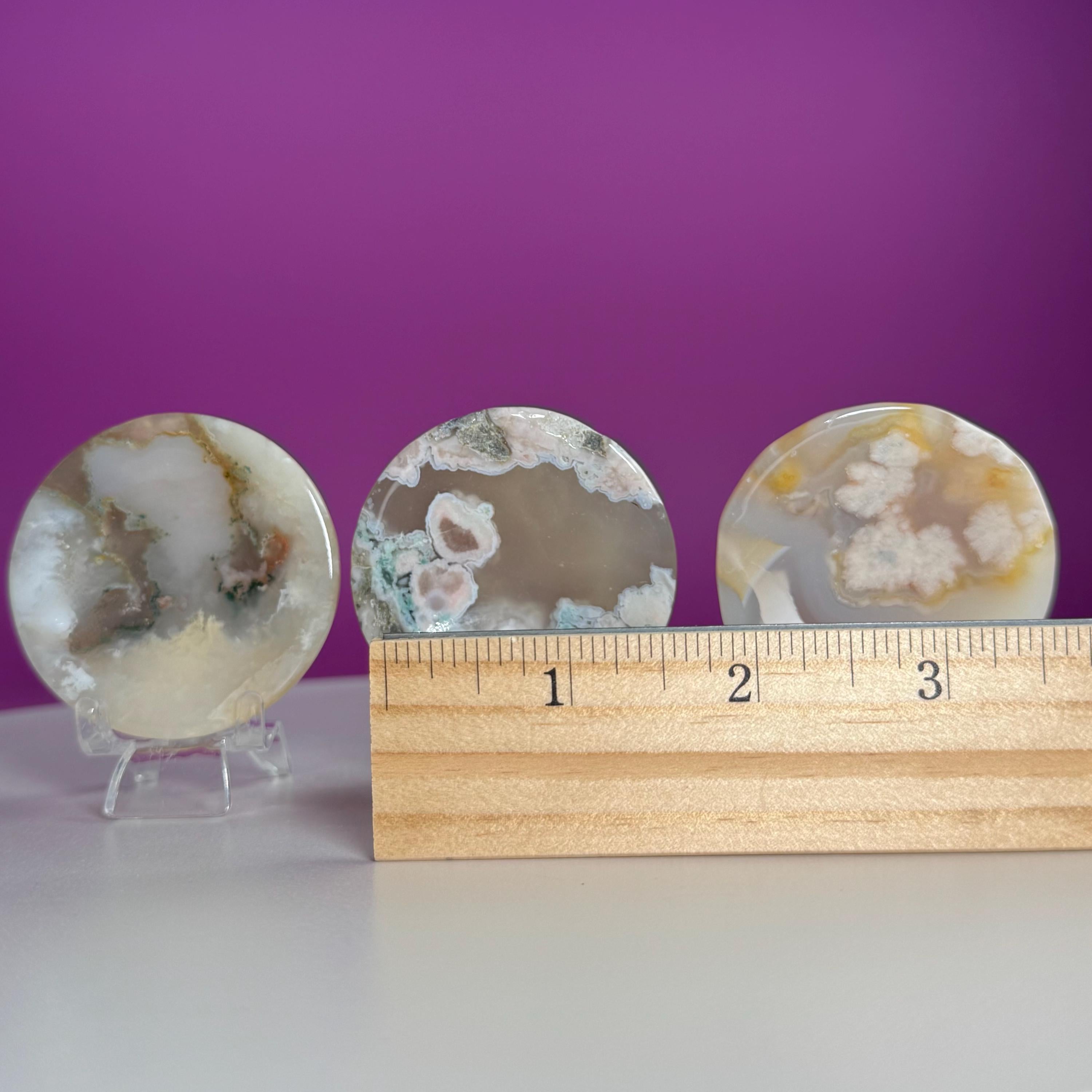 Flower Agate Sphere Stand | Natural Crystal Display Base | Fits 6585mm Spheres