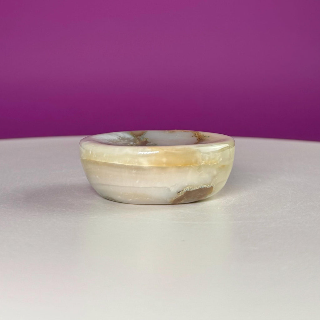 Flower Agate Sphere Stand | Natural Crystal Display Base | Fits 6585mm Spheres