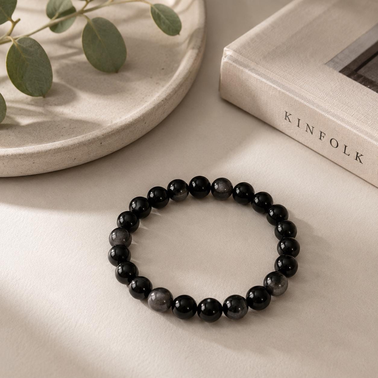 Silver Sheen Obsidian Bracelet | 8mm Natural Crystal Bracelet | Grounding Protection