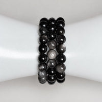 Silver Sheen Obsidian Bracelet | 8mm Natural Crystal Bracelet | Grounding Protection