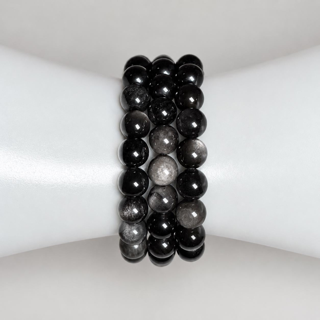 Silver Sheen Obsidian Bracelet | 8mm Natural Crystal Bracelet | Grounding Protection