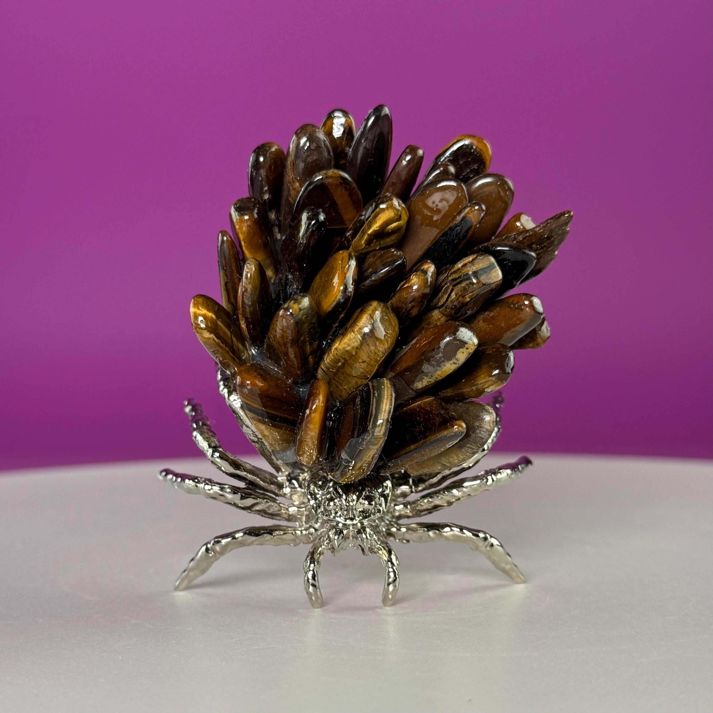 Tiger Eye Spider Crystal Carving | Halloween Decor | Crystal Gift