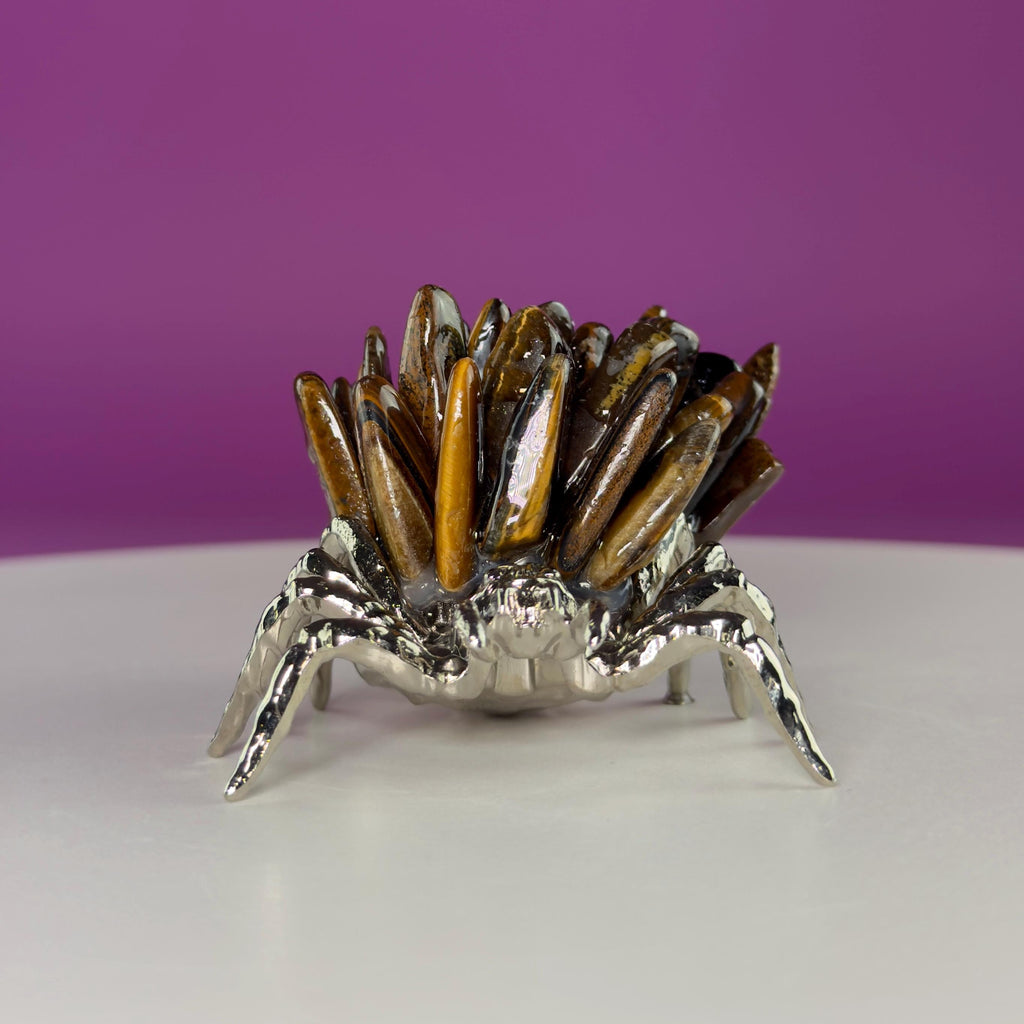 Tiger Eye Spider Crystal Carving | Halloween Decor | Crystal Gift