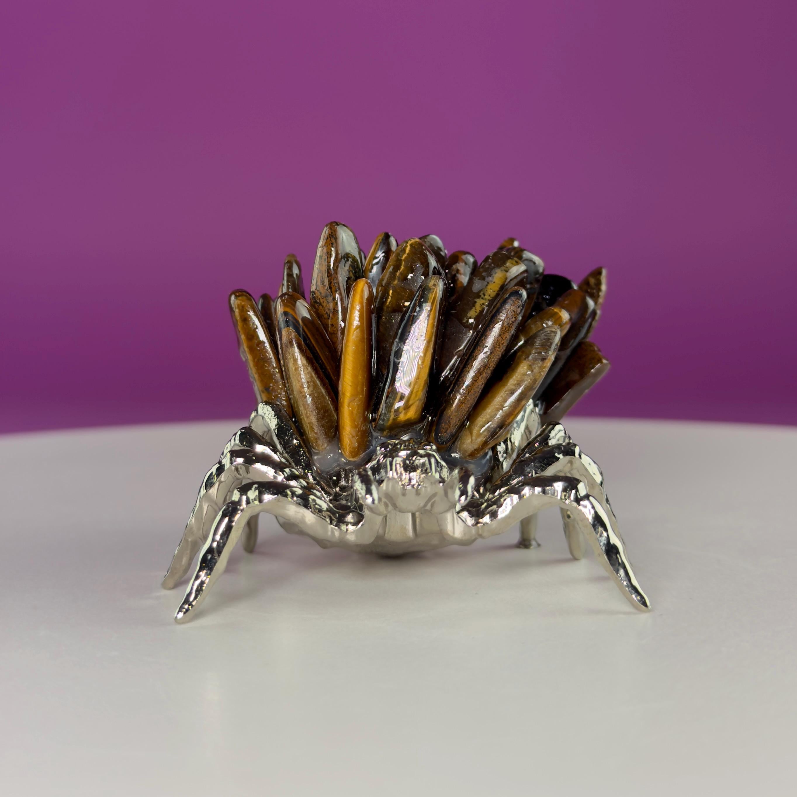 Tiger Eye Spider Crystal Carving | Halloween Decor | Crystal Gift