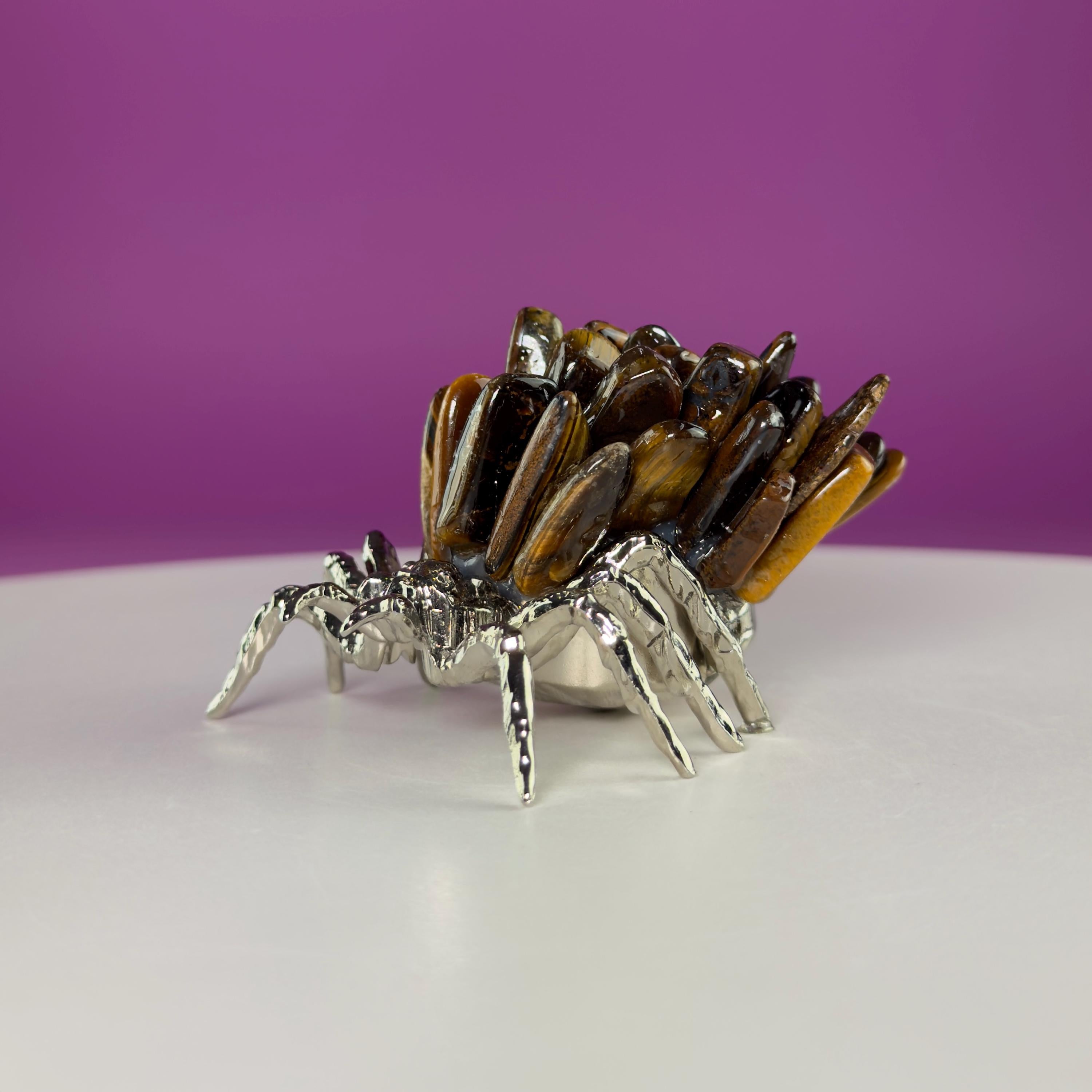 Tiger Eye Spider Crystal Carving | Halloween Decor | Crystal Gift
