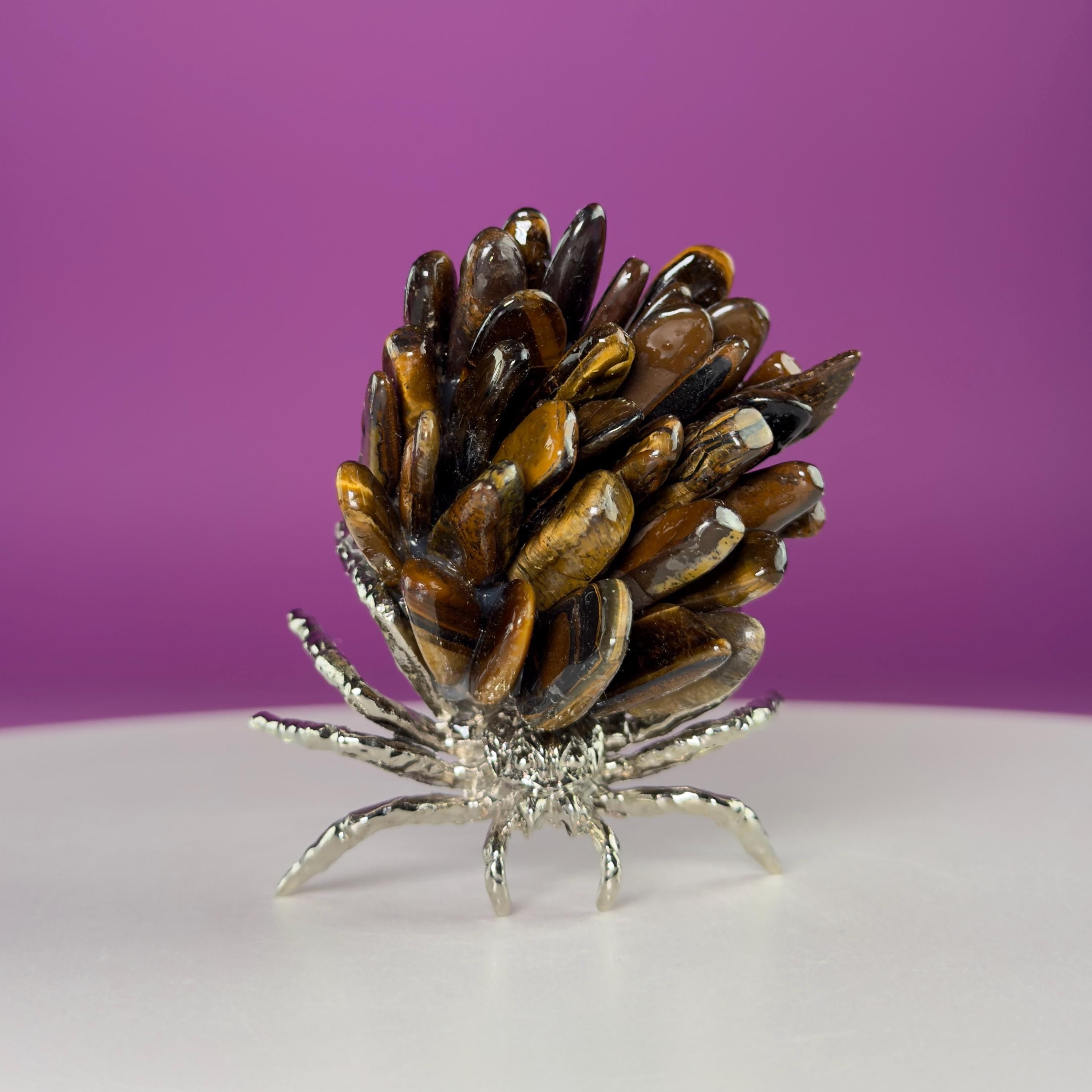 Tiger Eye Spider Crystal Carving | Halloween Decor | Crystal Gift