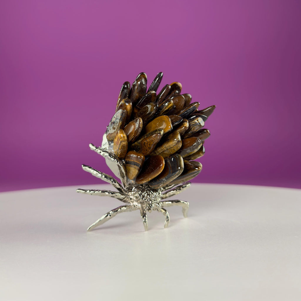 Tiger Eye Spider Crystal Carving | Halloween Decor | Crystal Gift