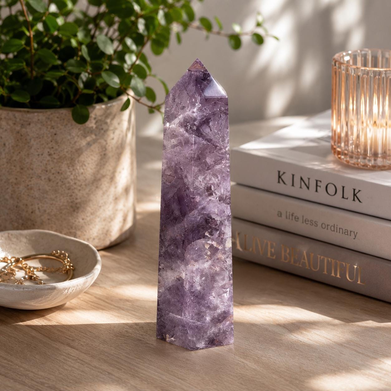 Amethyst Tower with Natural Iron Inclusions