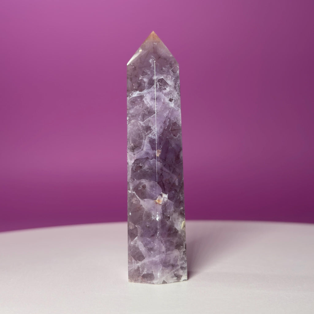 Amethyst Tower with Natural Iron Inclusions