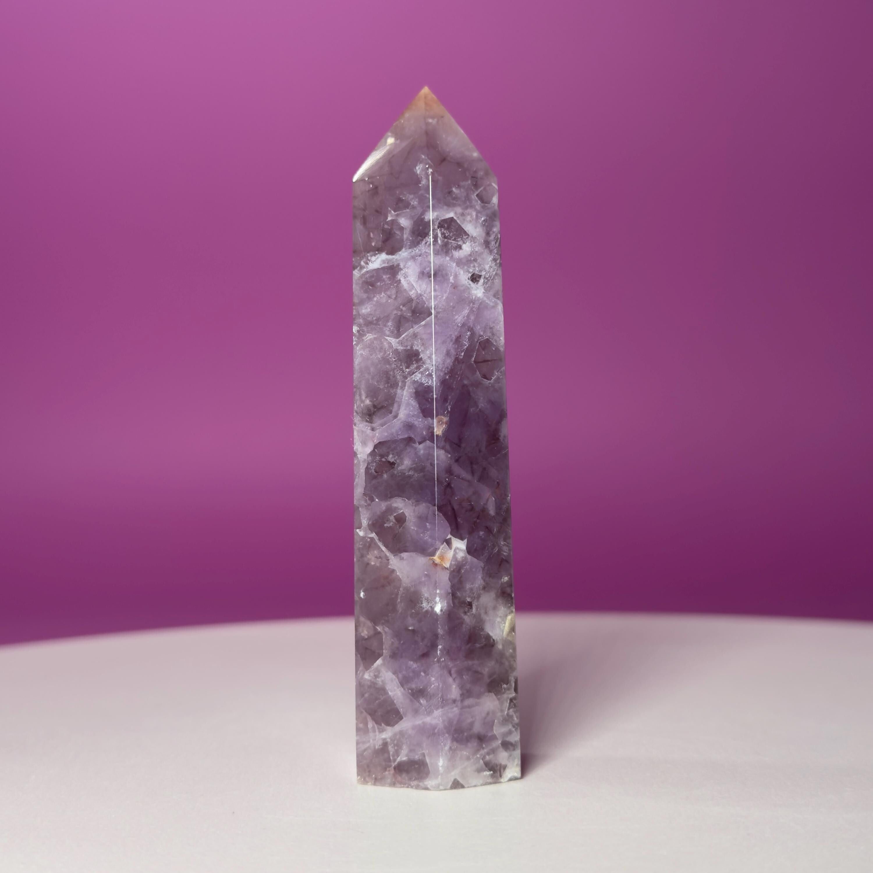 Amethyst Tower with Natural Iron Inclusions