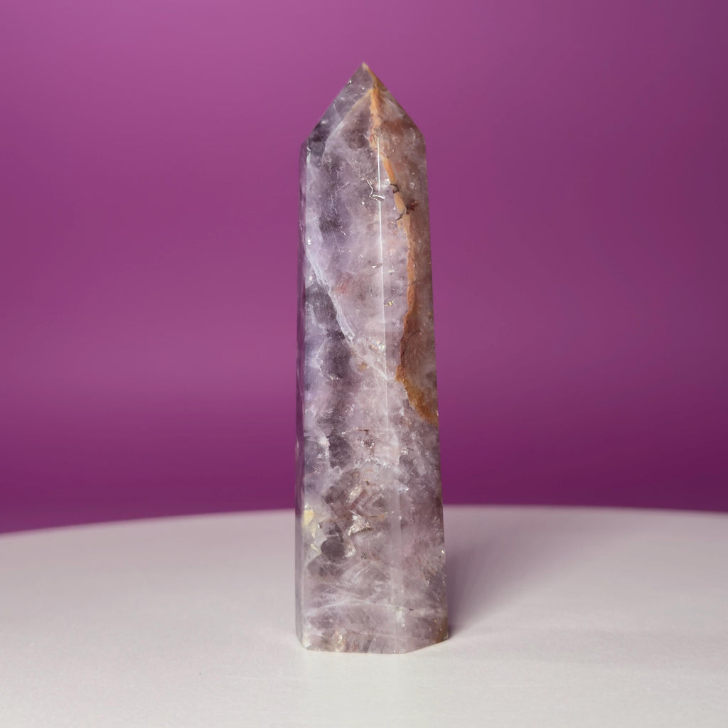 Amethyst Tower with Natural Iron Inclusions