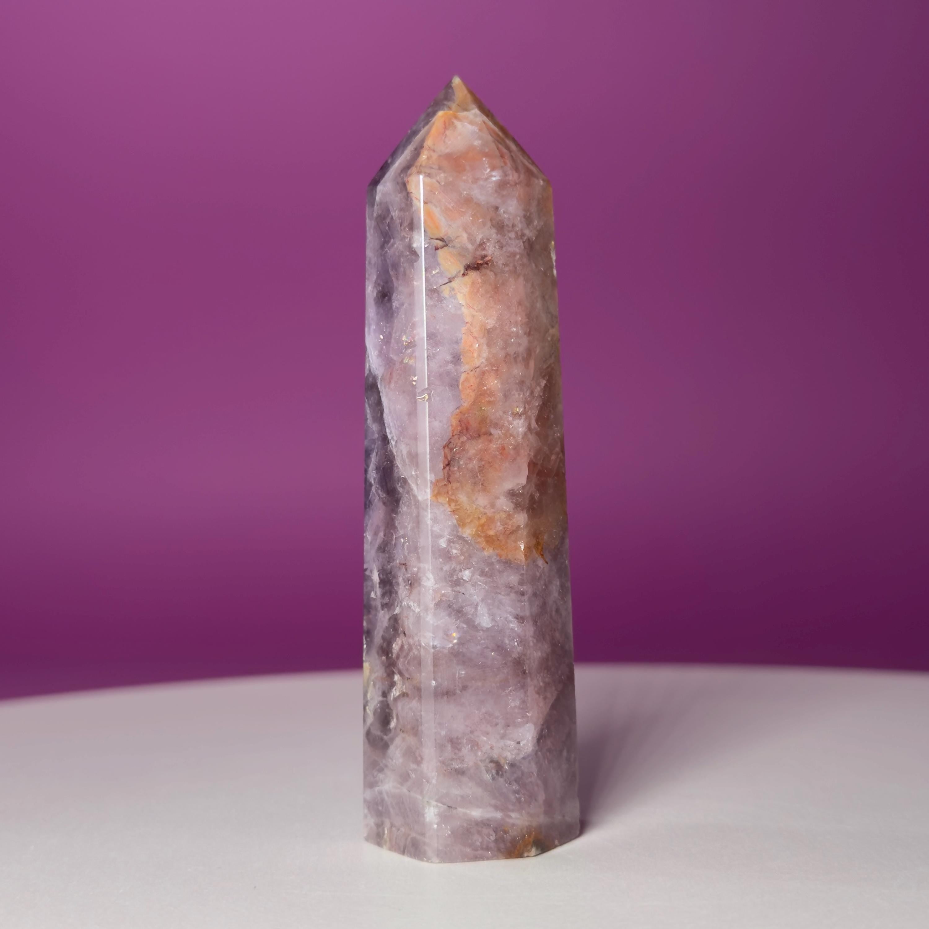Amethyst Tower with Natural Iron Inclusions