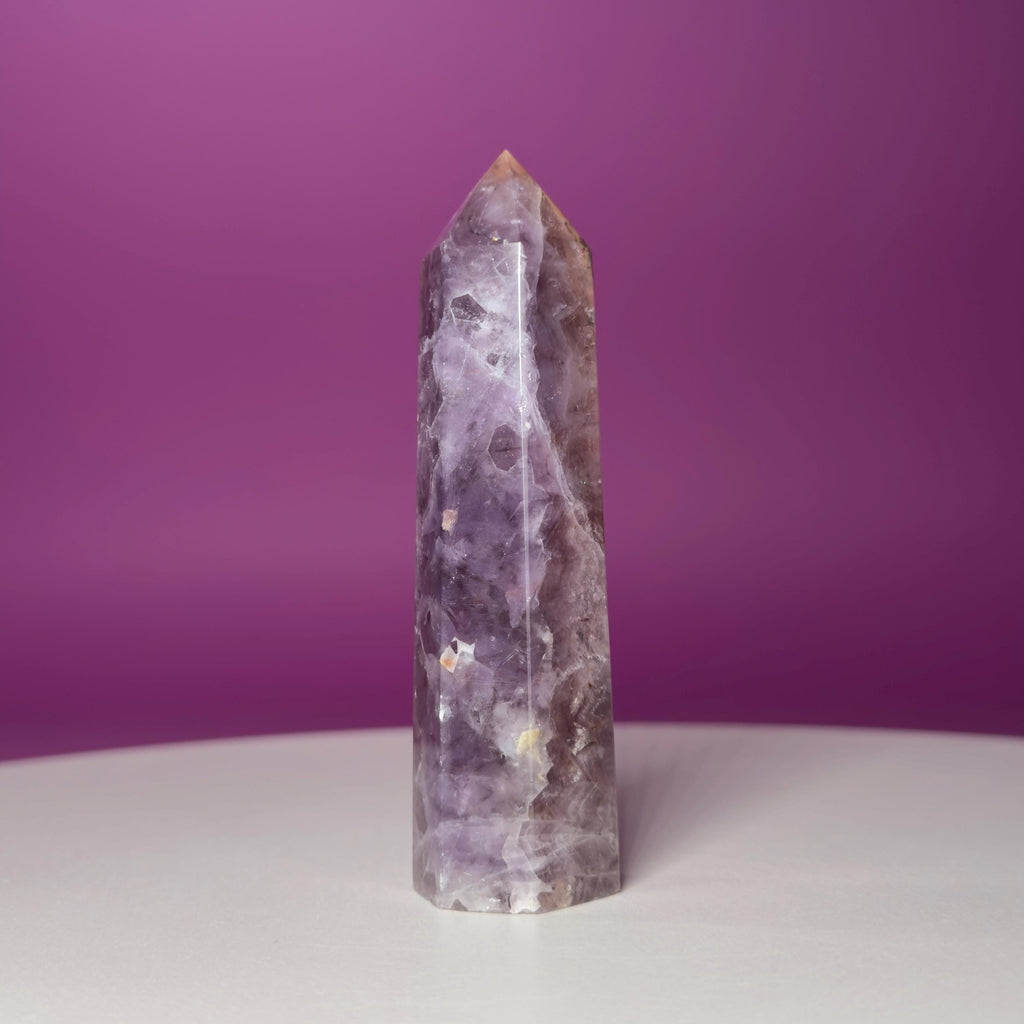 Amethyst Tower with Natural Iron Inclusions