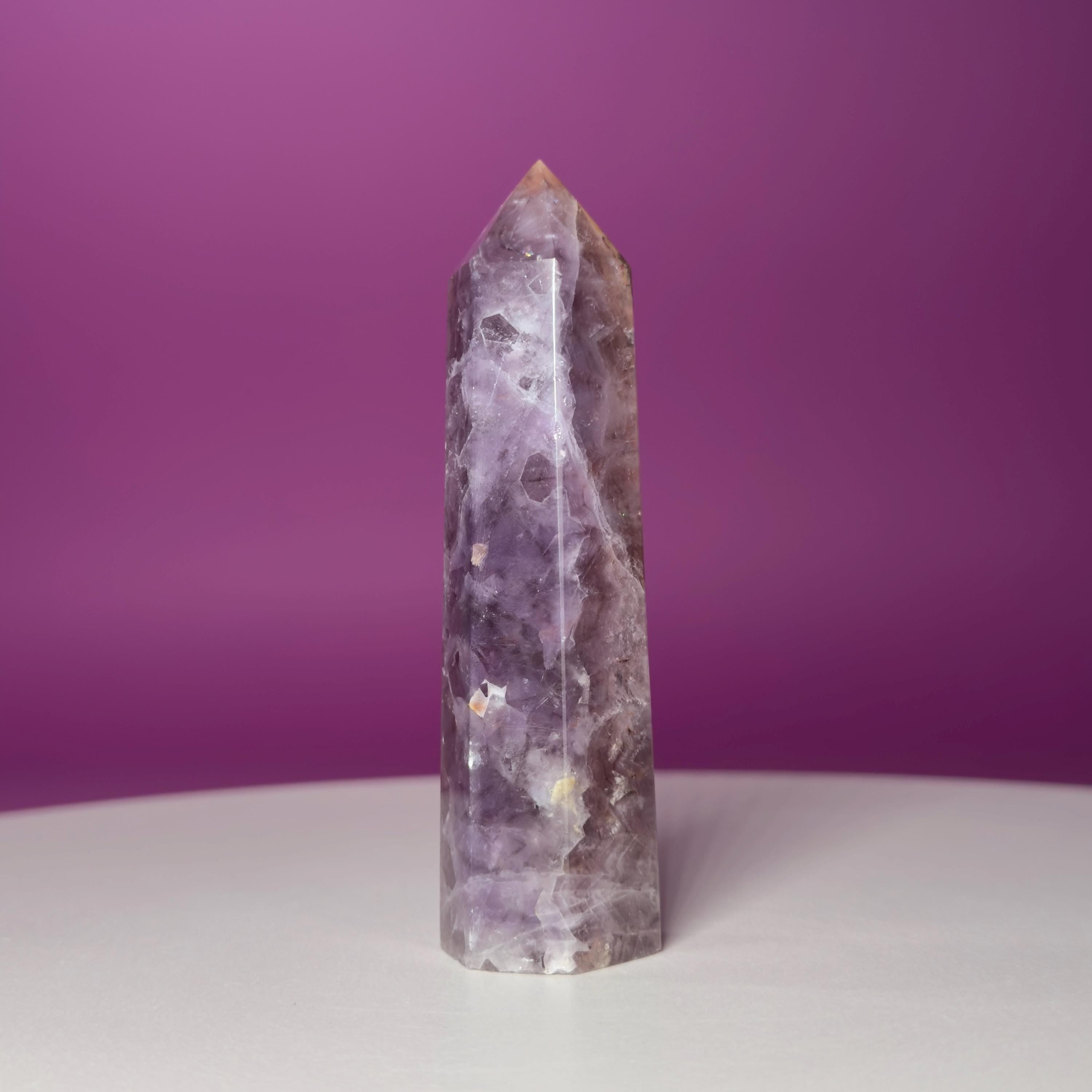 Amethyst Tower with Natural Iron Inclusions