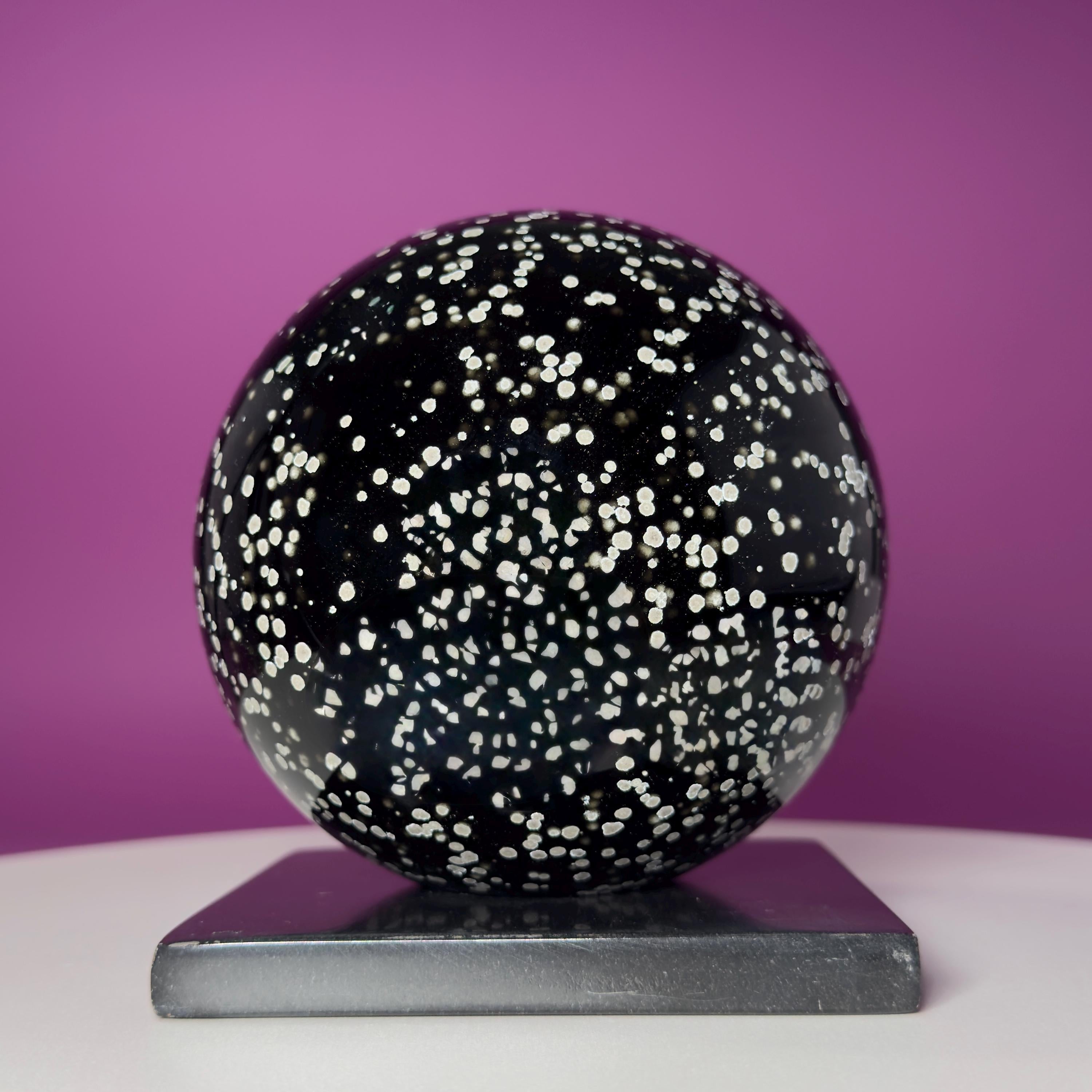 Stardust Obsidian Sphere with Black Onyx Holder Mexico