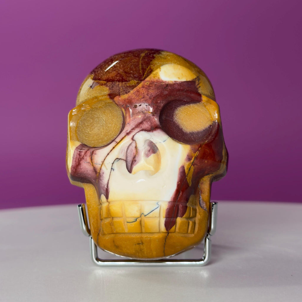 Mookaite Double Skull Carving Two Faces Unique Crystal Sculpture