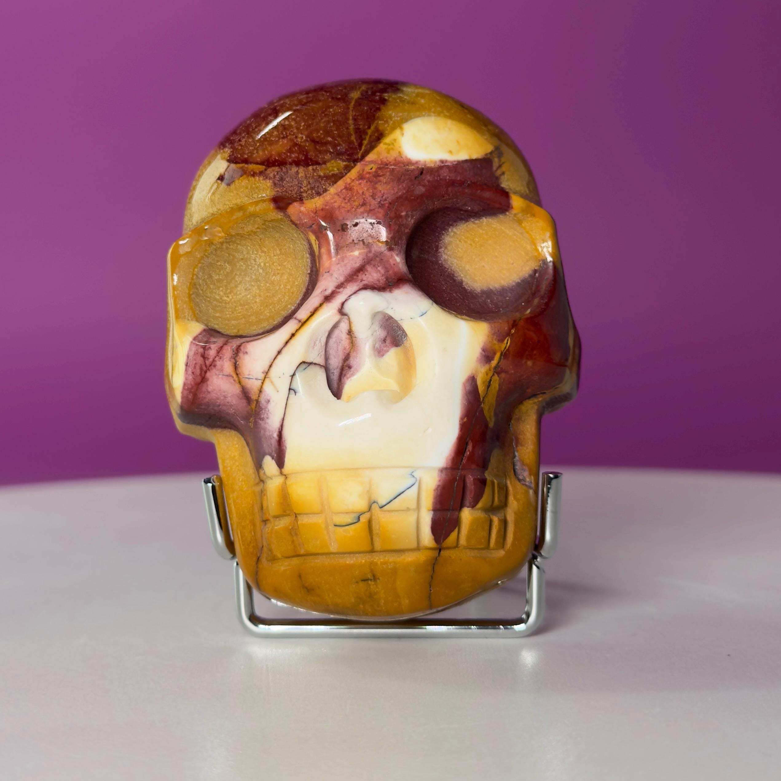 Mookaite Double Skull Carving Two Faces Unique Crystal Sculpture
