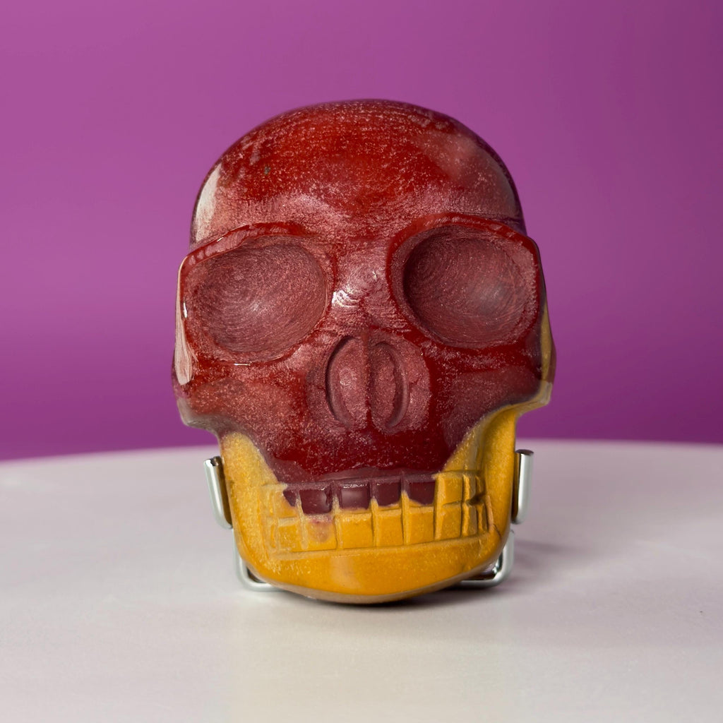 Mookaite Double Skull Carving Two Faces Unique Crystal Sculpture