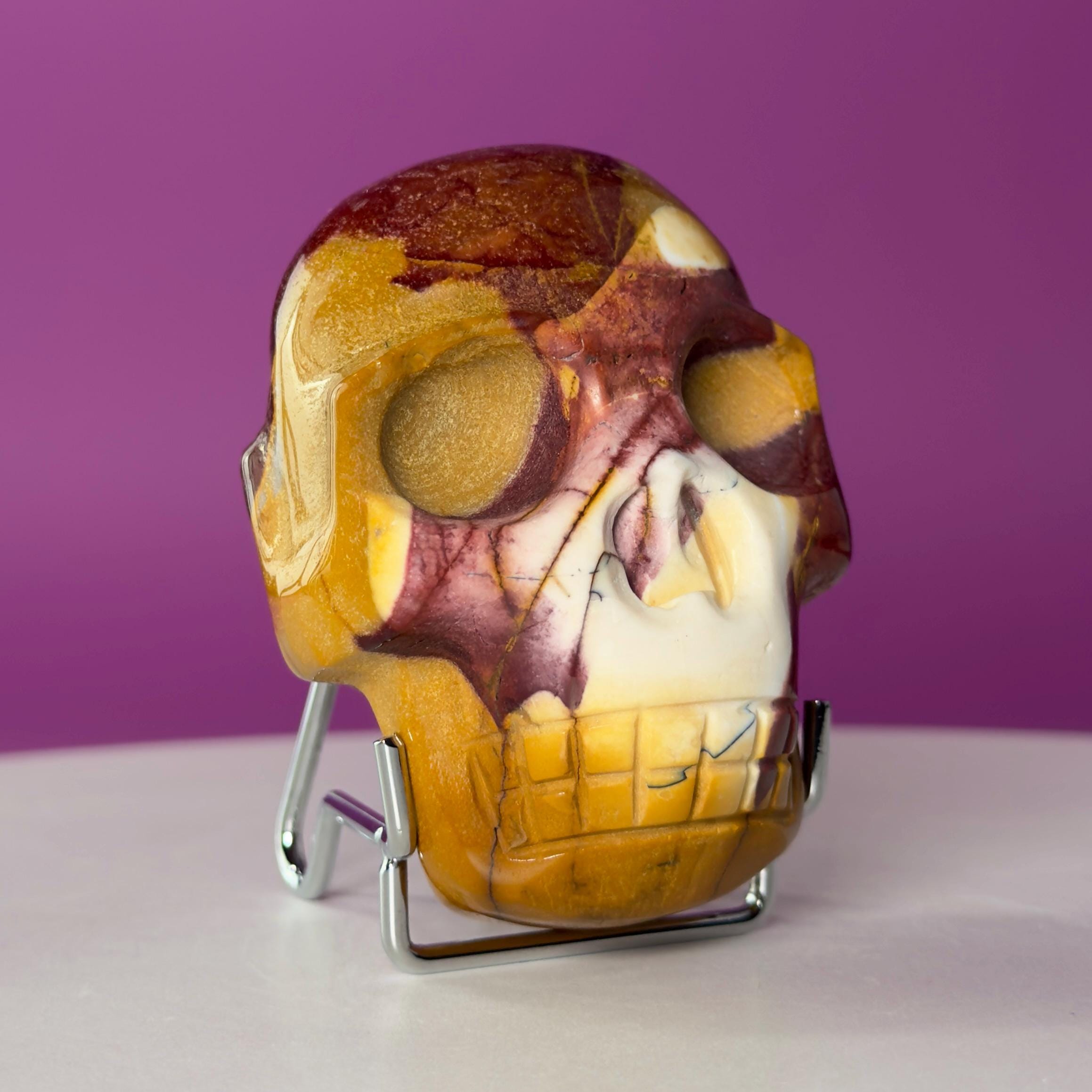 Mookaite Double Skull Carving Two Faces Unique Crystal Sculpture