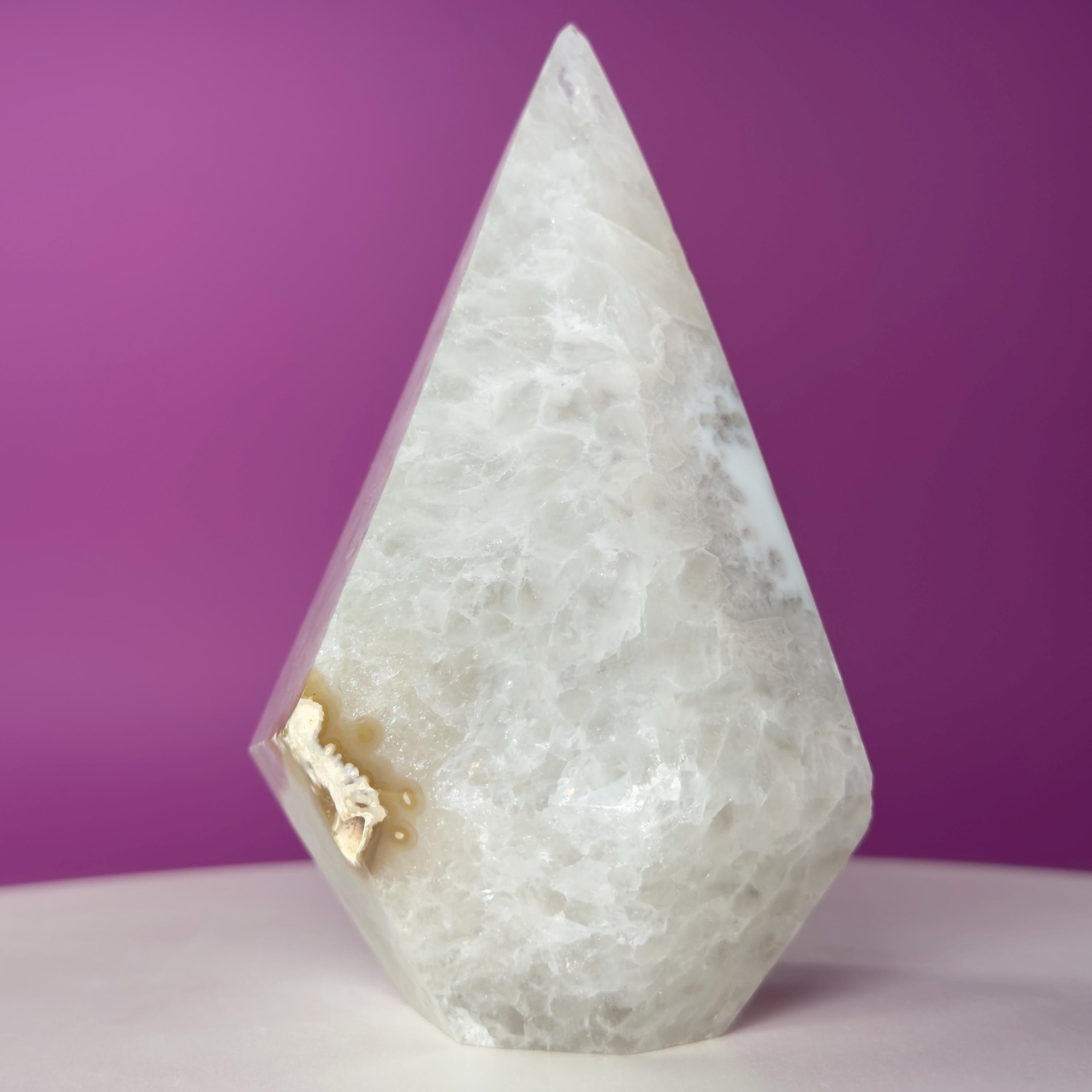 Brazilian Agate Diamond with Sugar Druzy Crystal Free Form Display