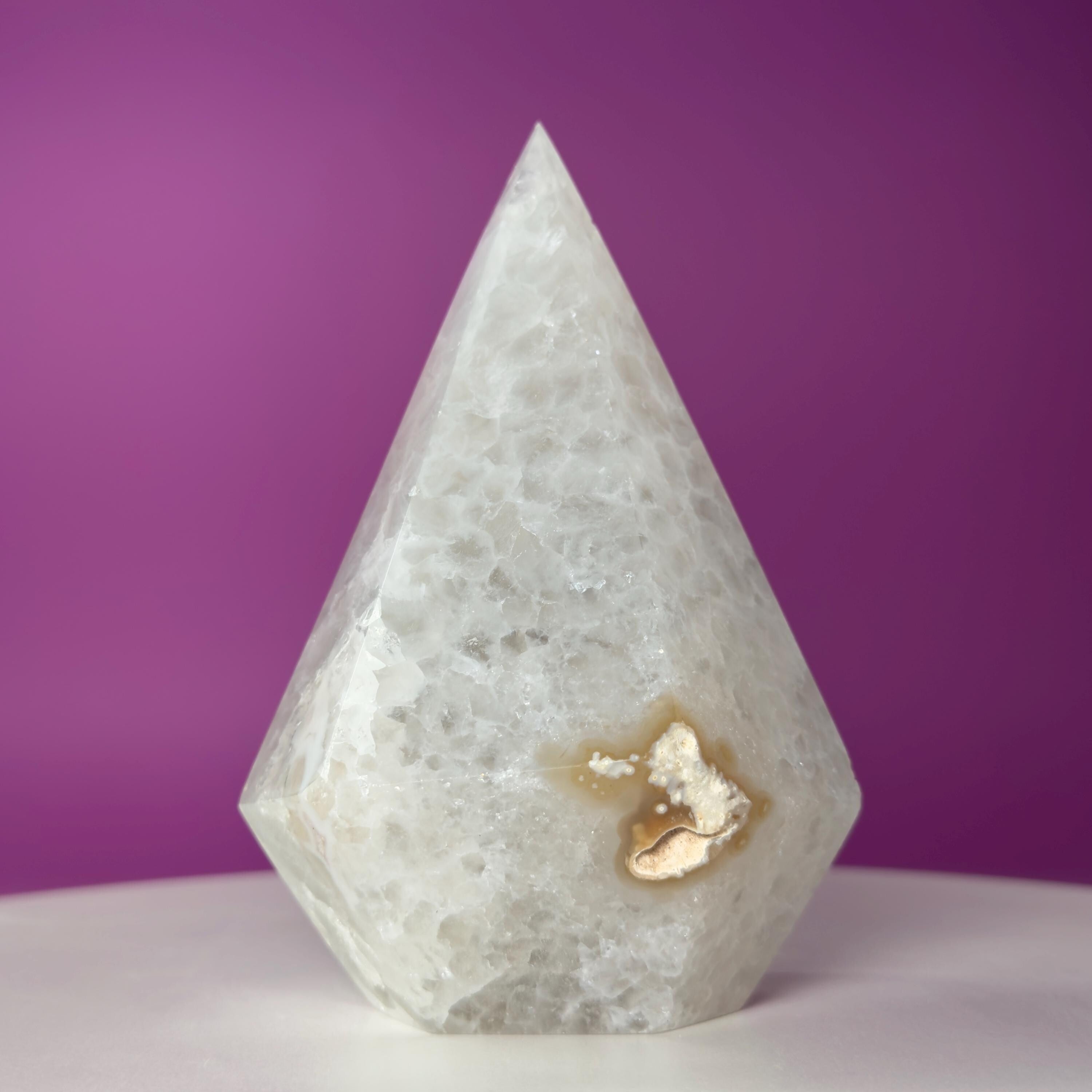 Brazilian Agate Diamond with Sugar Druzy Crystal Free Form Display