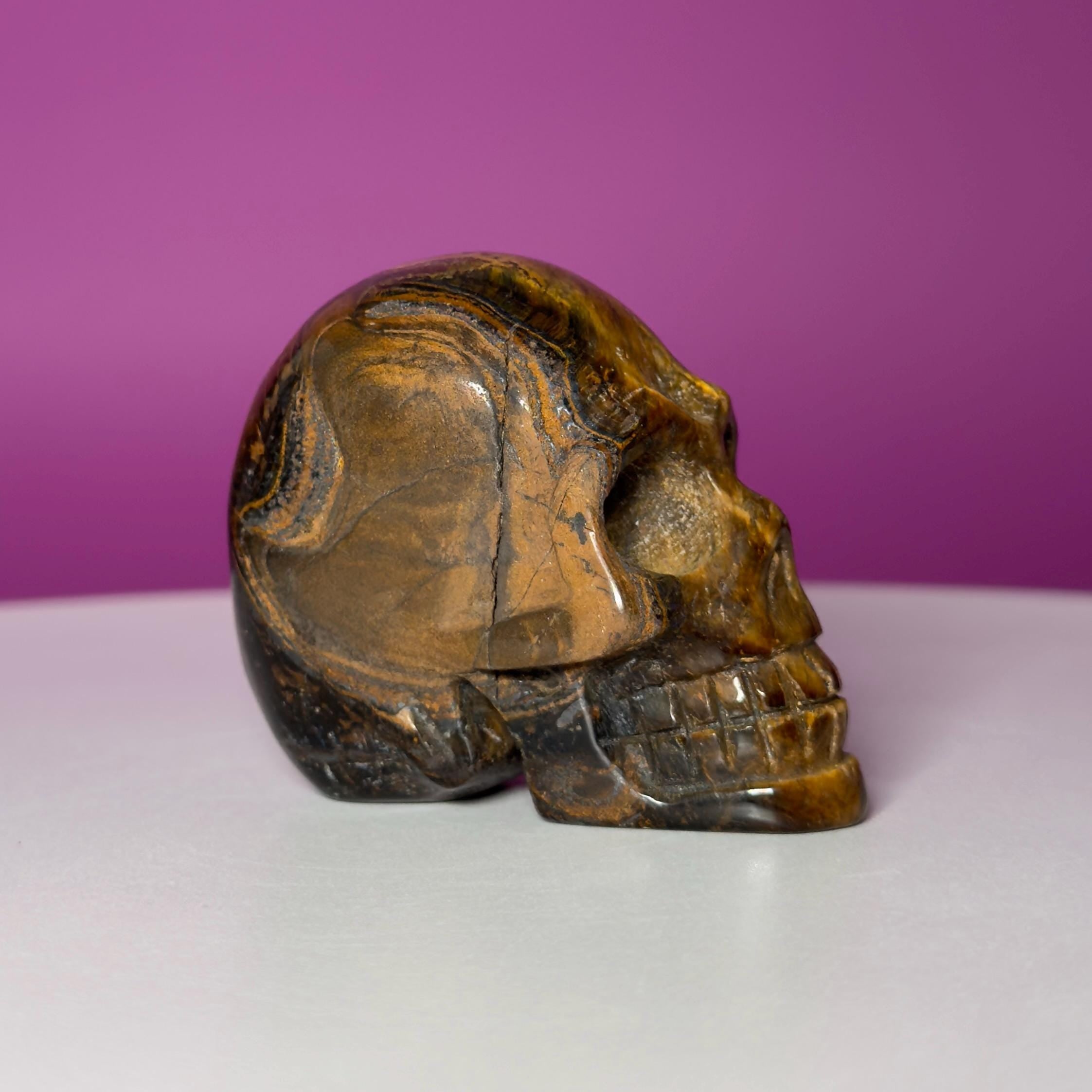 Tiger Eye Skull | Natural Golden Brown Crystal Carving