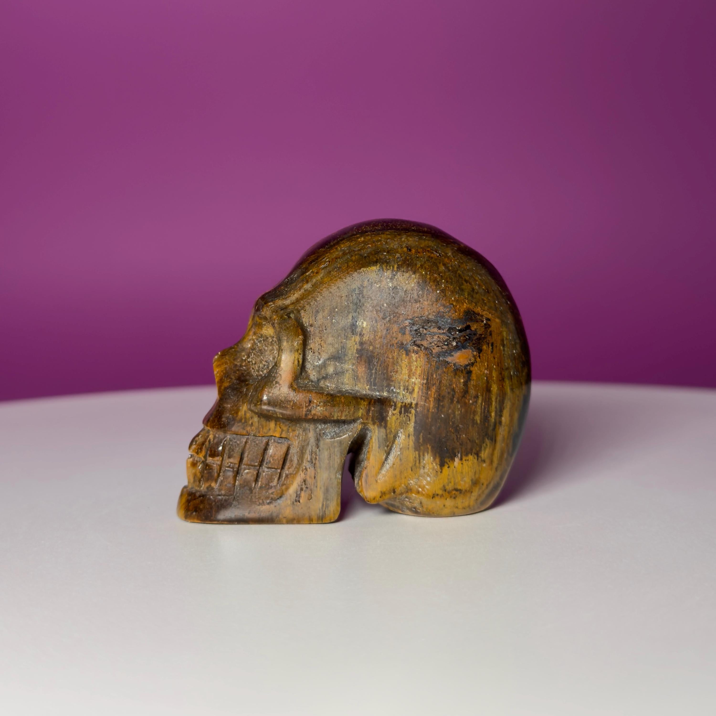 Tiger Eye Skull | Natural Golden Brown Crystal Carving