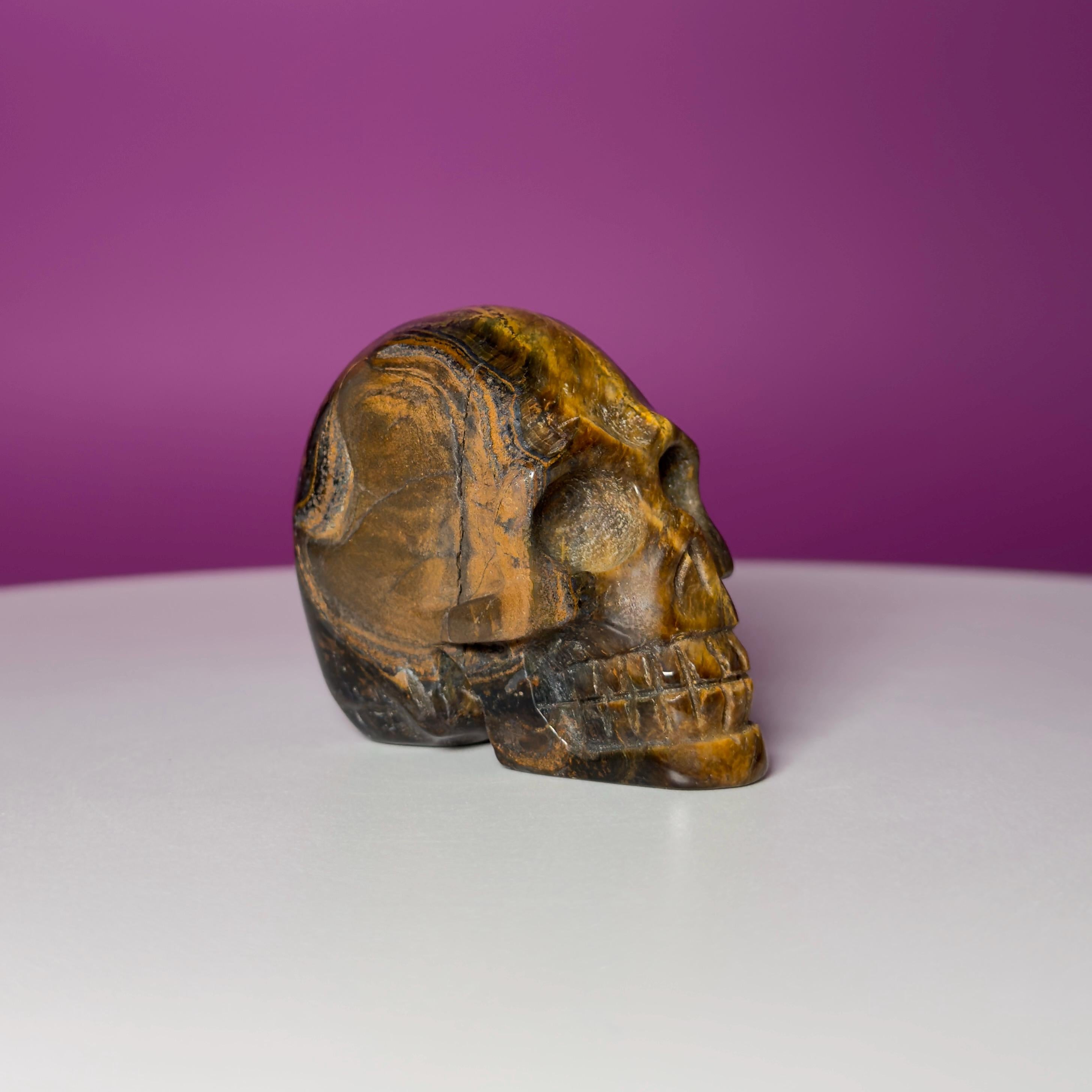 Tiger Eye Skull | Natural Golden Brown Crystal Carving