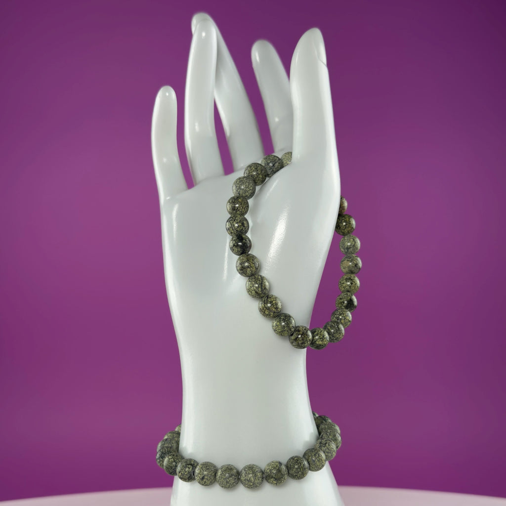 Natural Epidote 8mm Bracelet – Green Crystal Stretch Bracelet