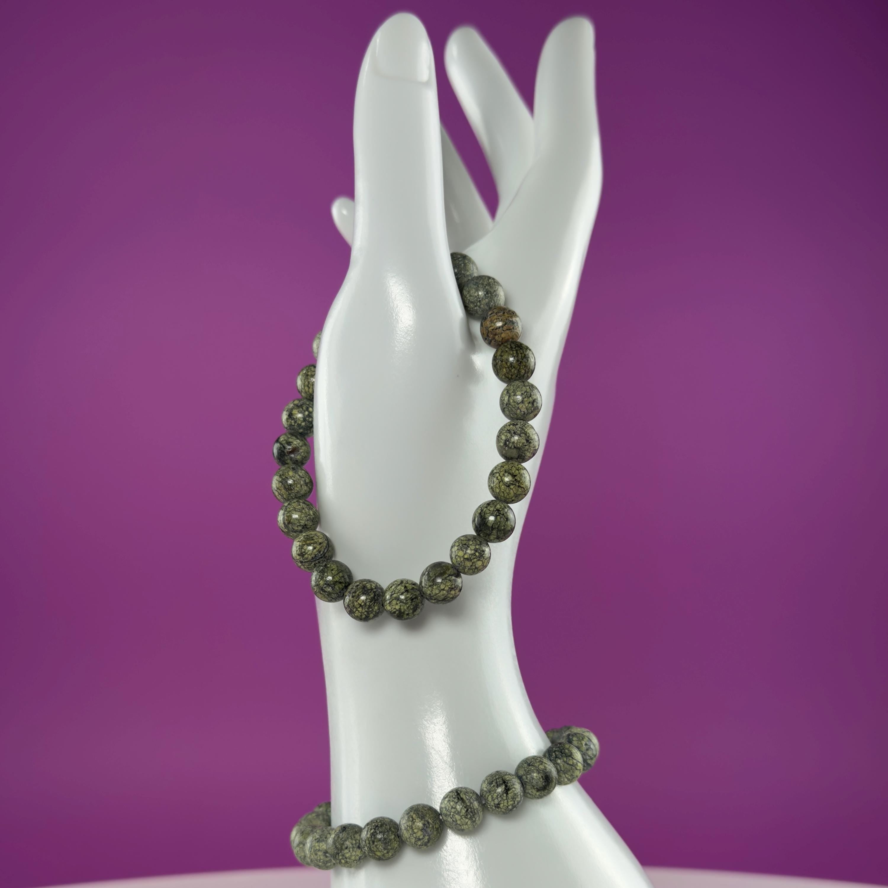 Natural Epidote 8mm Bracelet – Green Crystal Stretch Bracelet