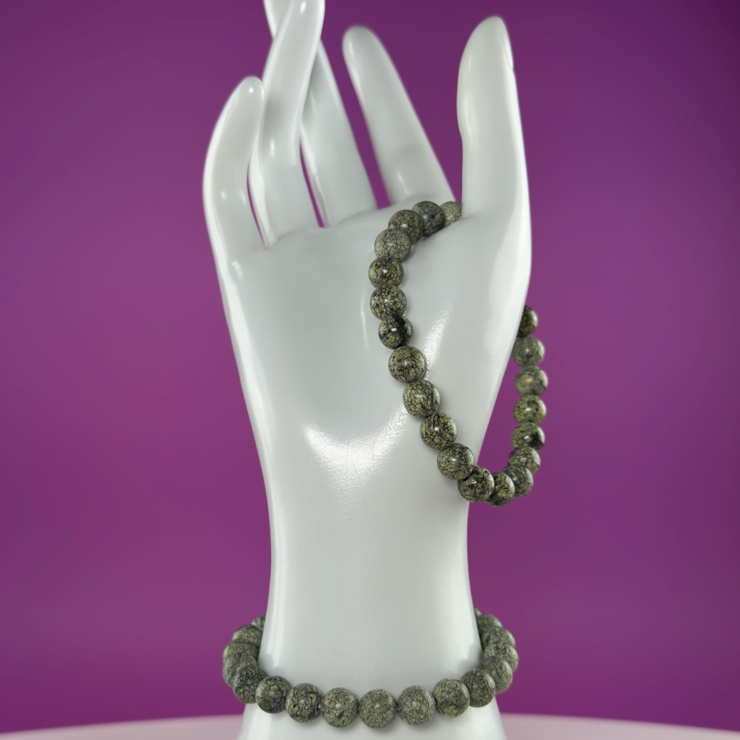 Natural Epidote 8mm Bracelet – Green Crystal Stretch Bracelet