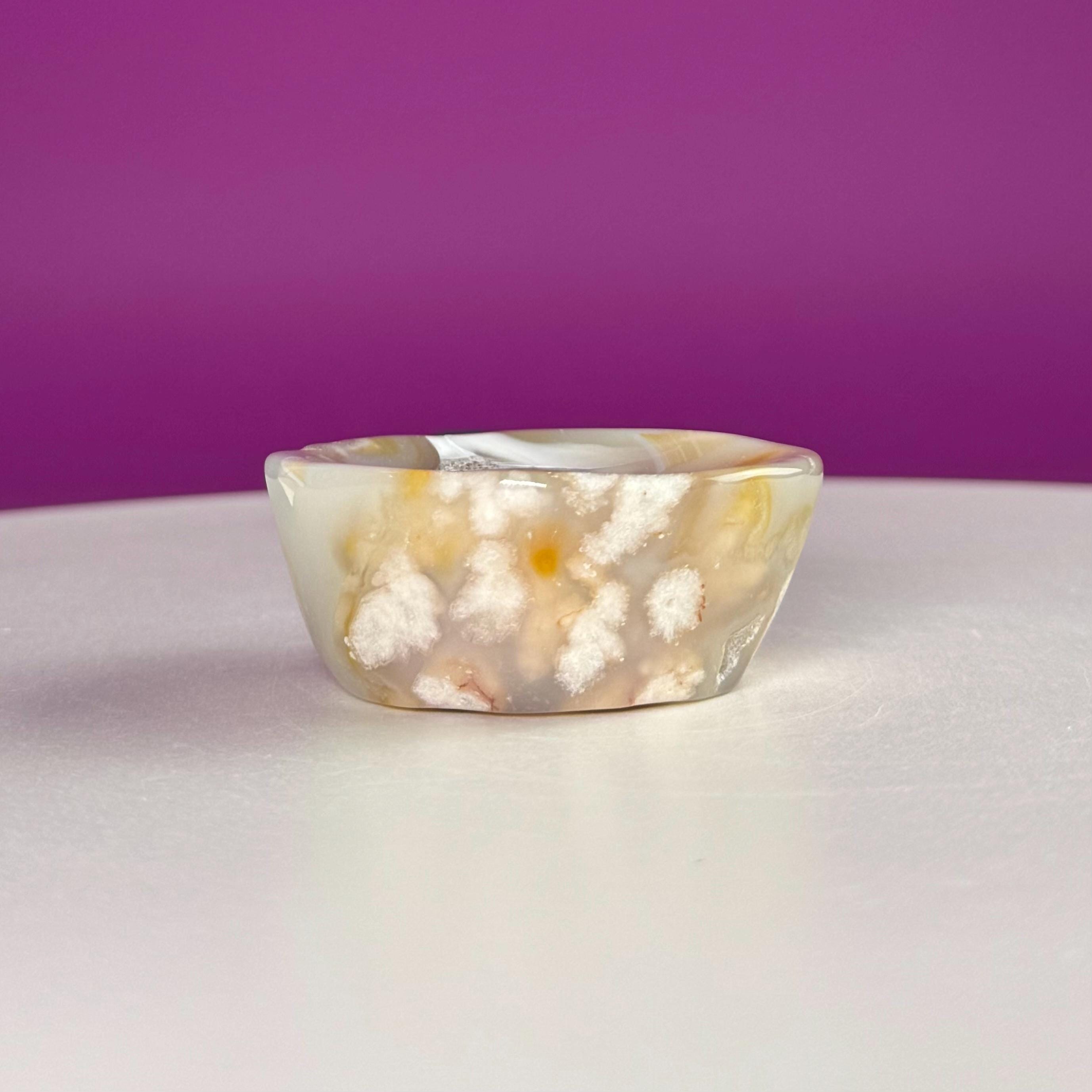 Flower Agate Sphere Stand | Natural Crystal Display Base | Fits 6585mm Spheres