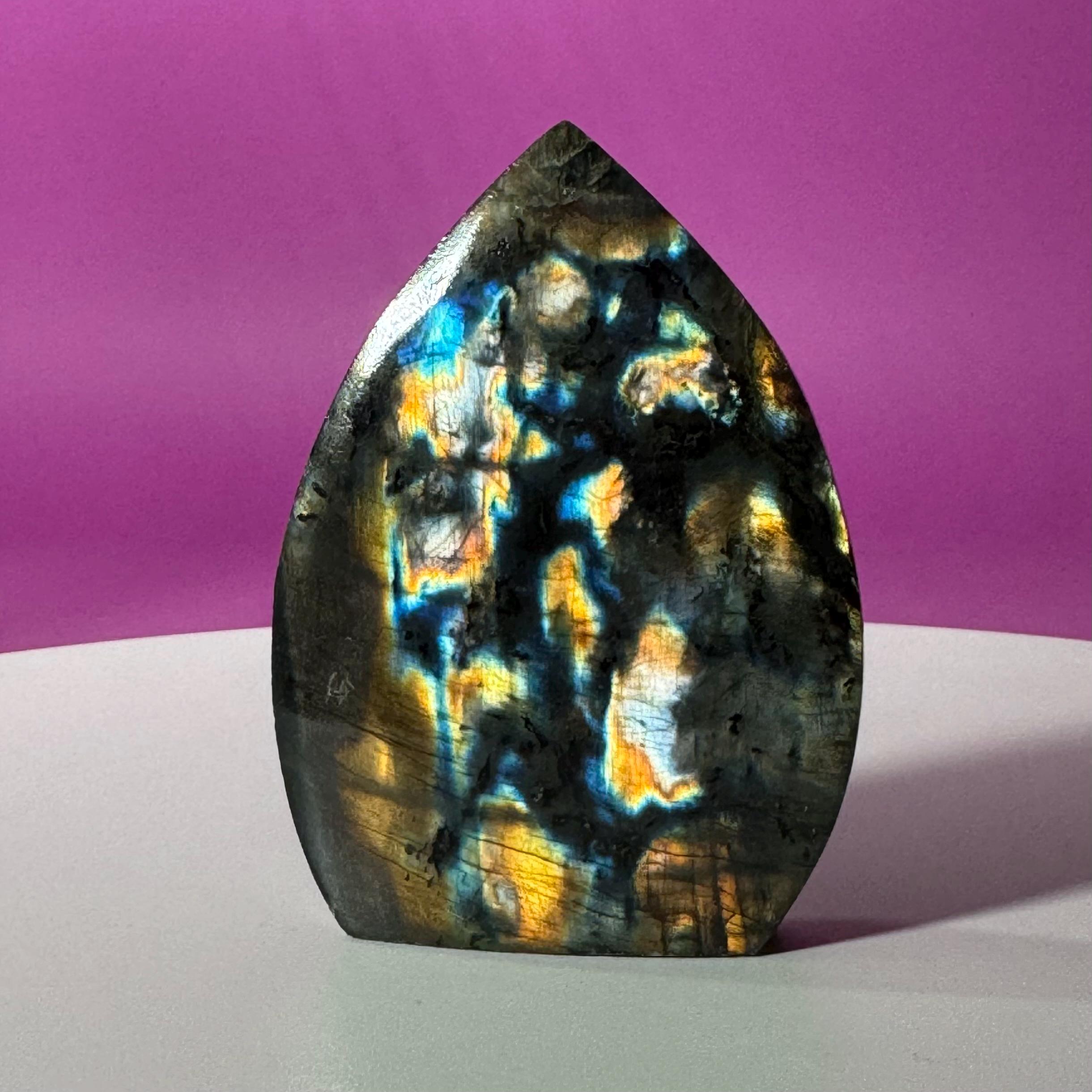 Finland Labradorite Flame | Premium Spectrolite Crystal Display | Akoni Crystals