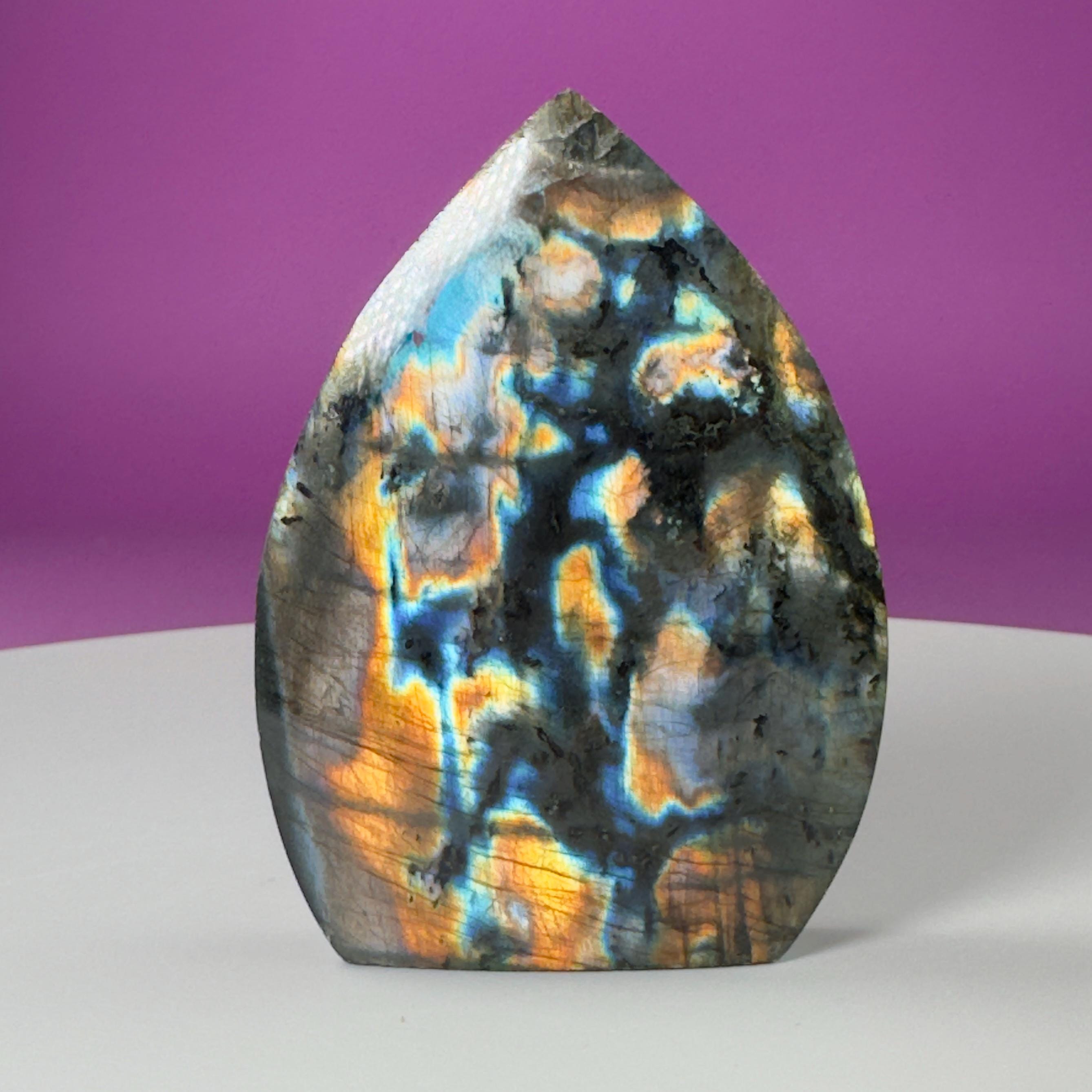 Finland Labradorite Flame | Premium Spectrolite Crystal Display | Akoni Crystals