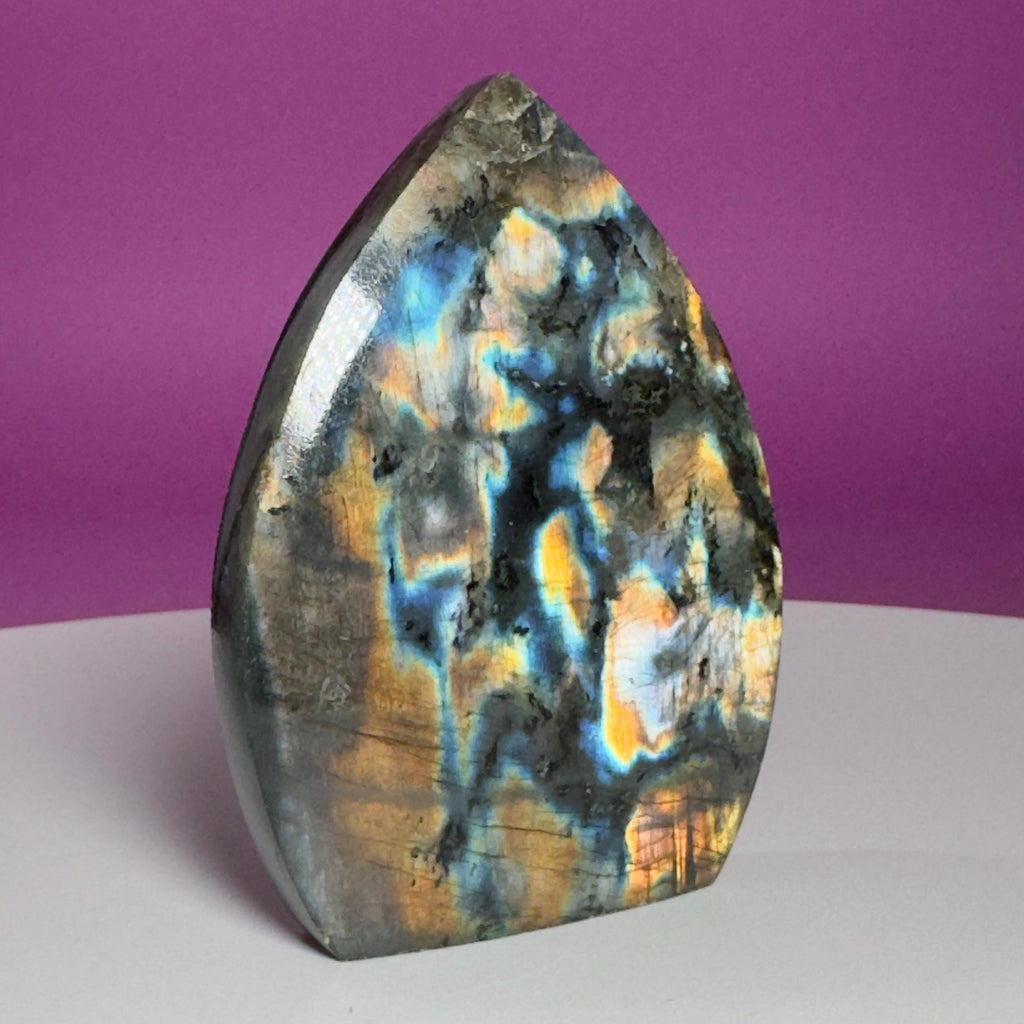 Finland Labradorite Flame | Premium Spectrolite Crystal Display | Akoni Crystals
