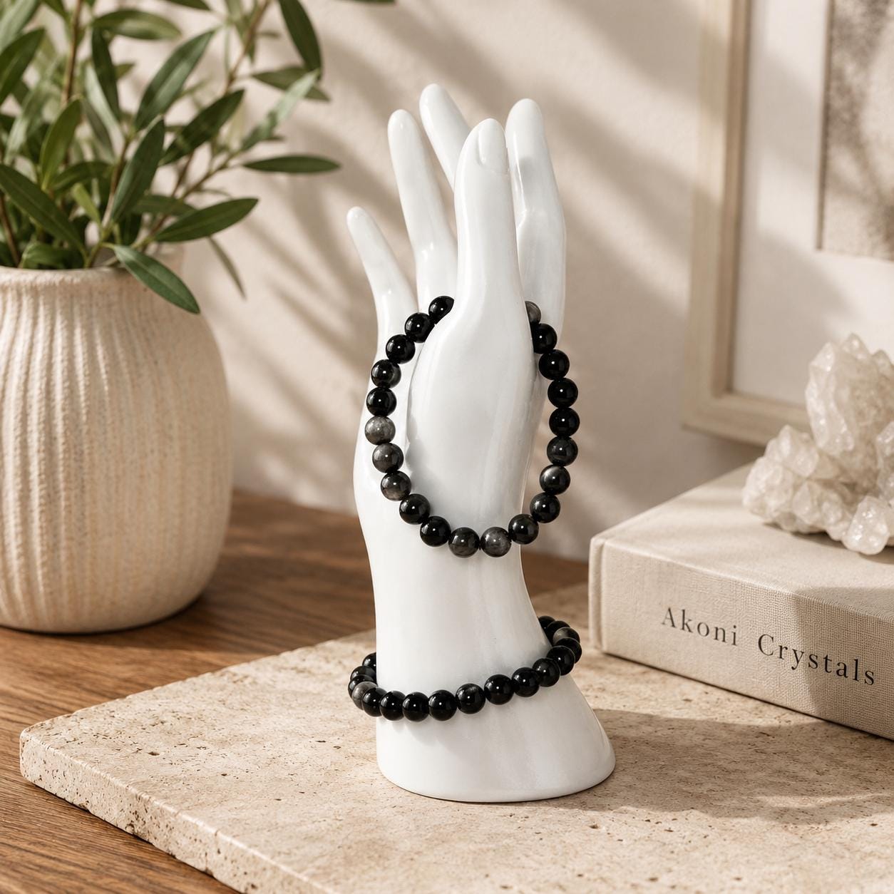 Silver Sheen Obsidian Bracelet | 8mm Natural Crystal Bracelet | Grounding Protection
