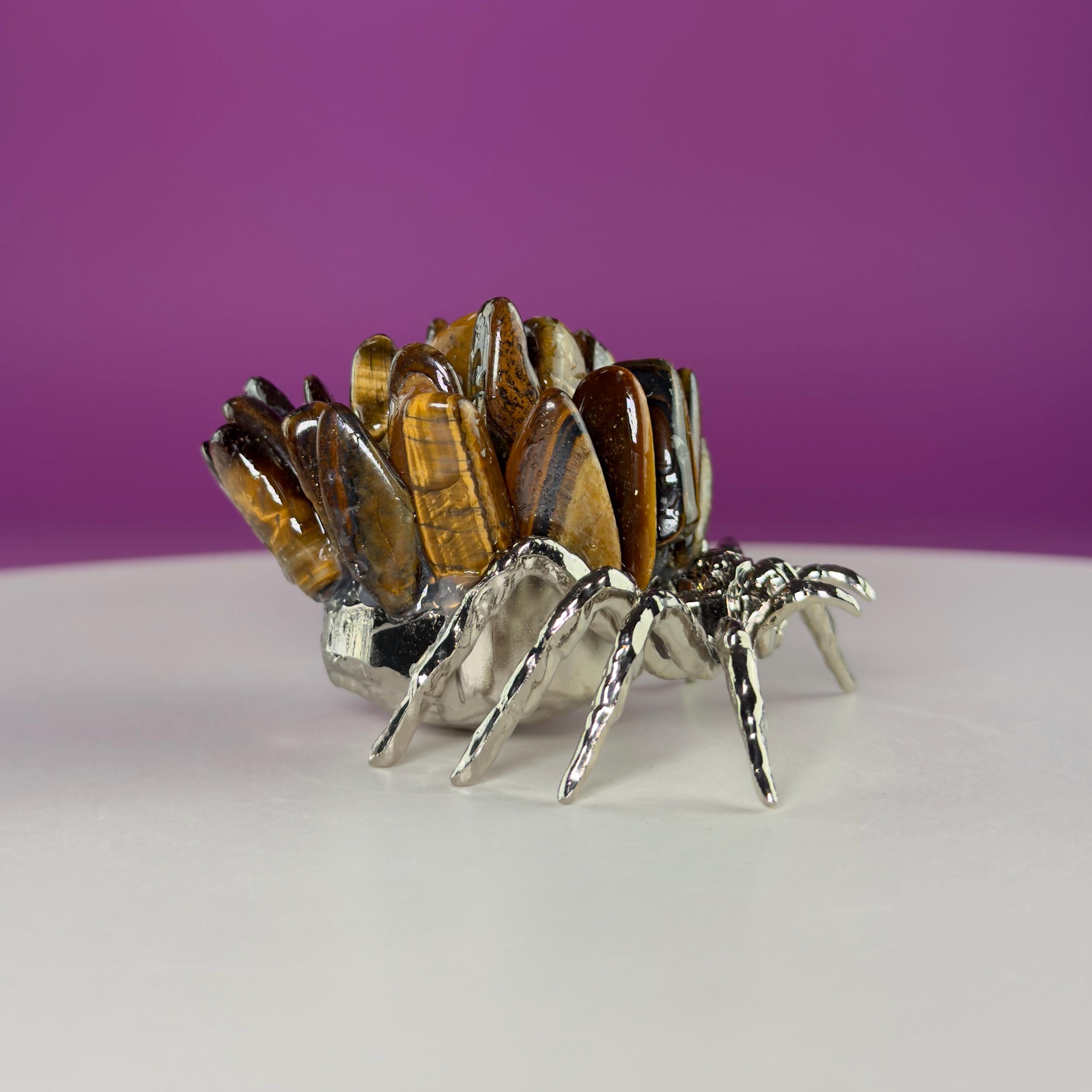 Tiger Eye Spider Crystal Carving | Halloween Decor | Crystal Gift