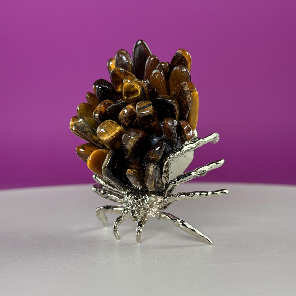 Tiger Eye Spider Crystal Carving | Halloween Decor | Crystal Gift
