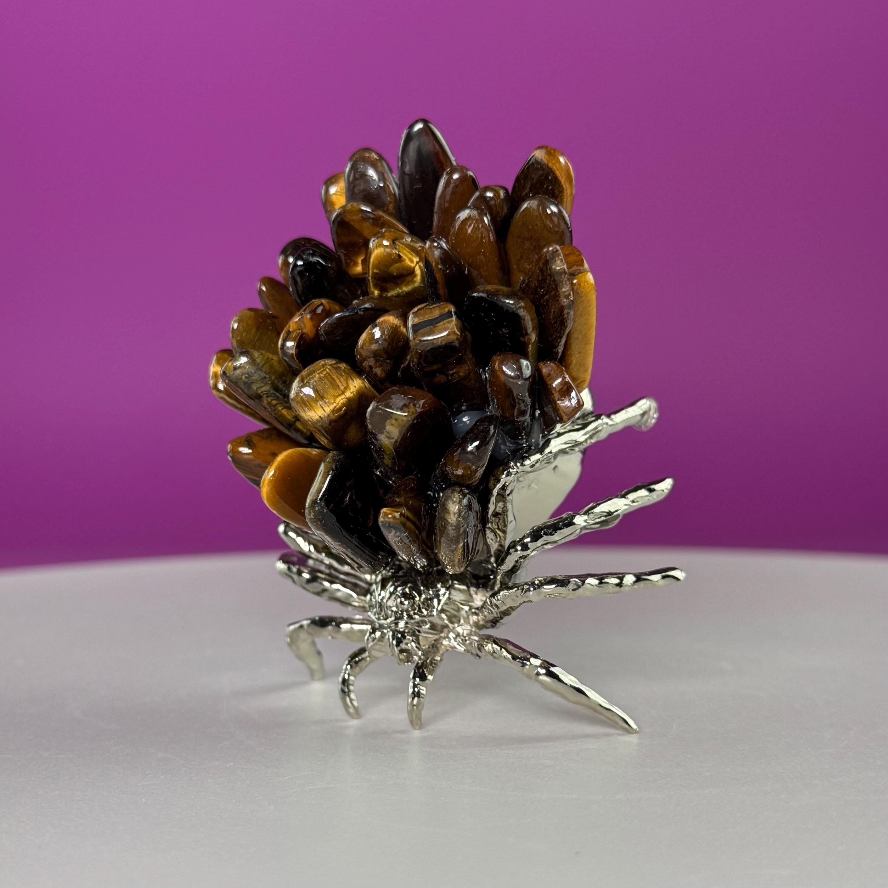Tiger Eye Spider Crystal Carving | Halloween Decor | Crystal Gift