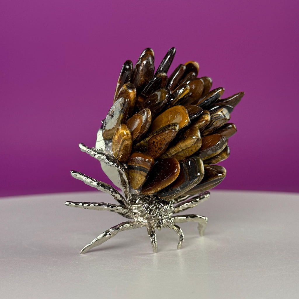 Tiger Eye Spider Crystal Carving | Halloween Decor | Crystal Gift
