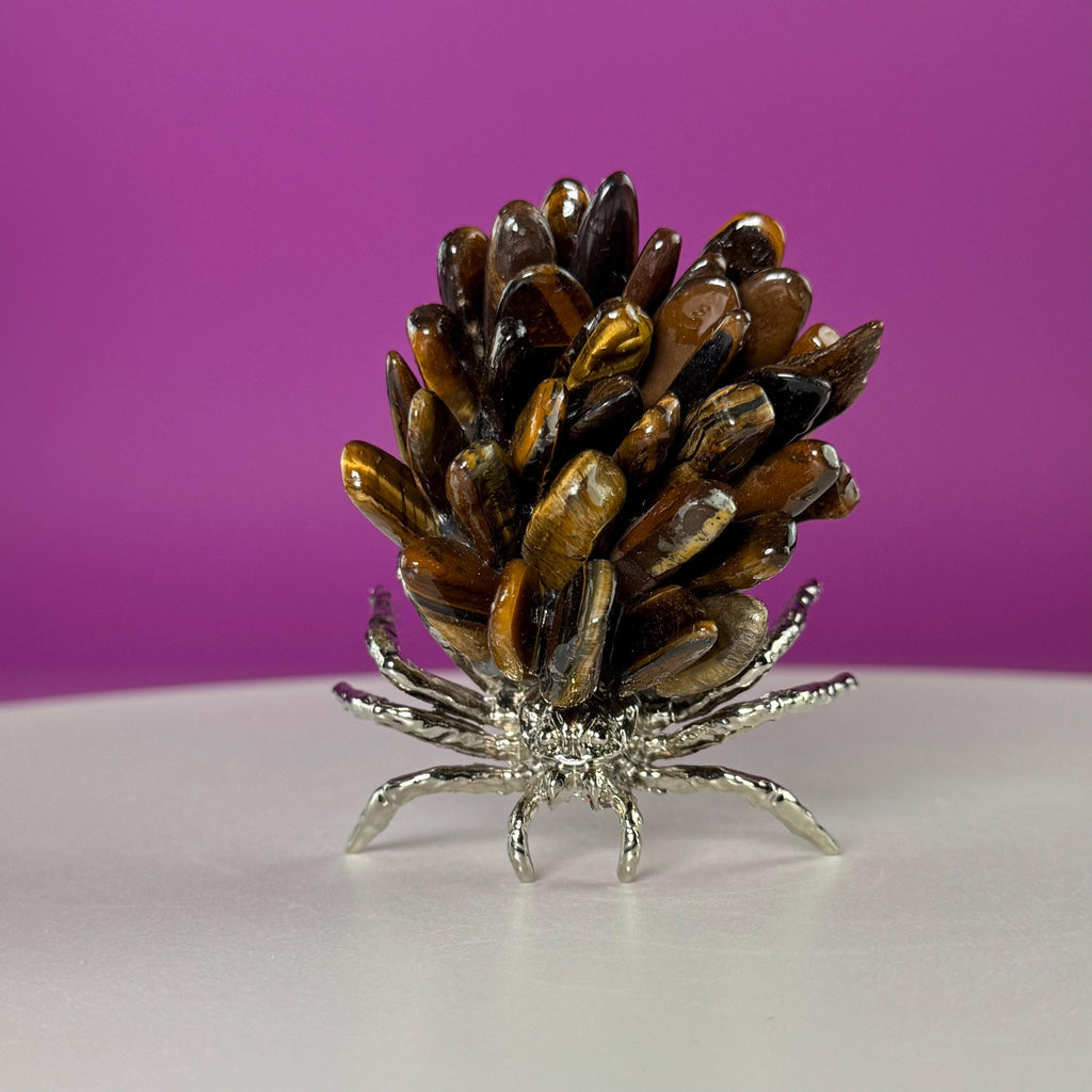 Tiger Eye Spider Crystal Carving | Halloween Decor | Crystal Gift