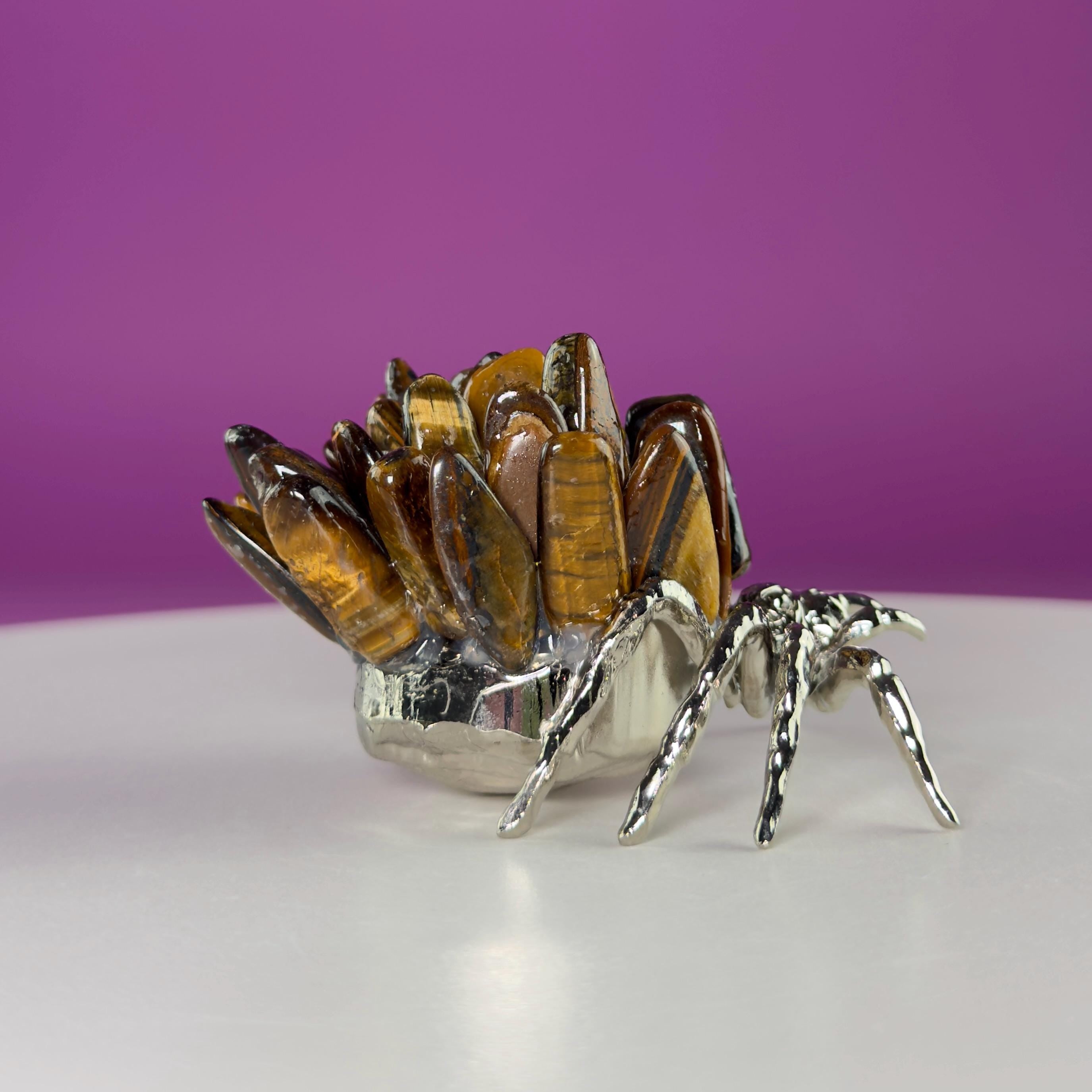 Tiger Eye Spider Crystal Carving | Halloween Decor | Crystal Gift