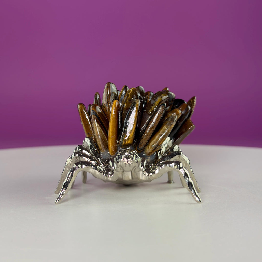 Tiger Eye Spider Crystal Carving | Halloween Decor | Crystal Gift