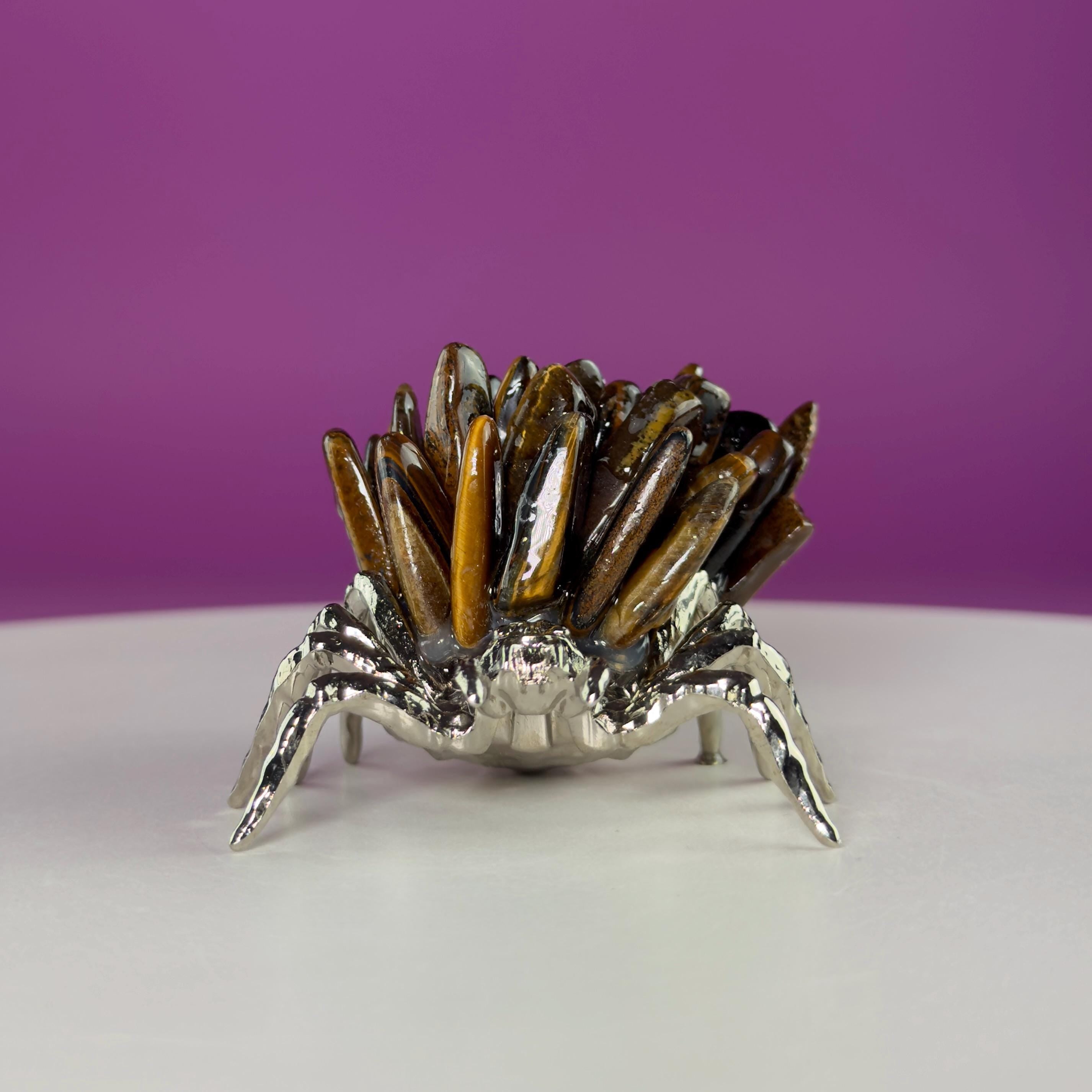 Tiger Eye Spider Crystal Carving | Halloween Decor | Crystal Gift