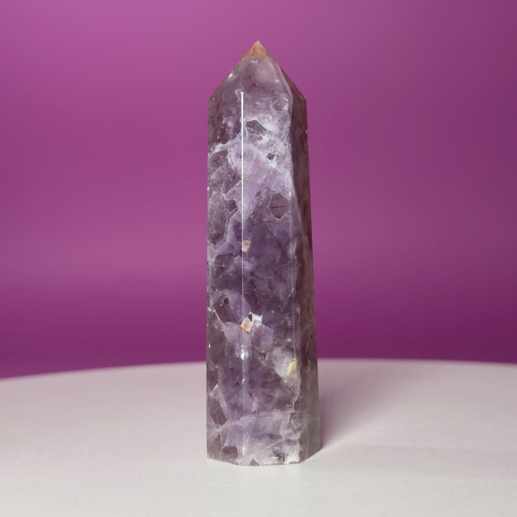Amethyst Tower with Natural Iron Inclusions